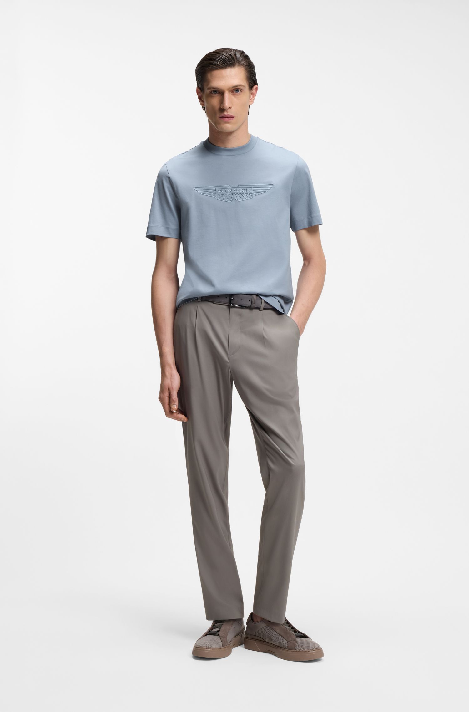 BOSS x ASTON MARTIN Áo thun cotton logo chìm