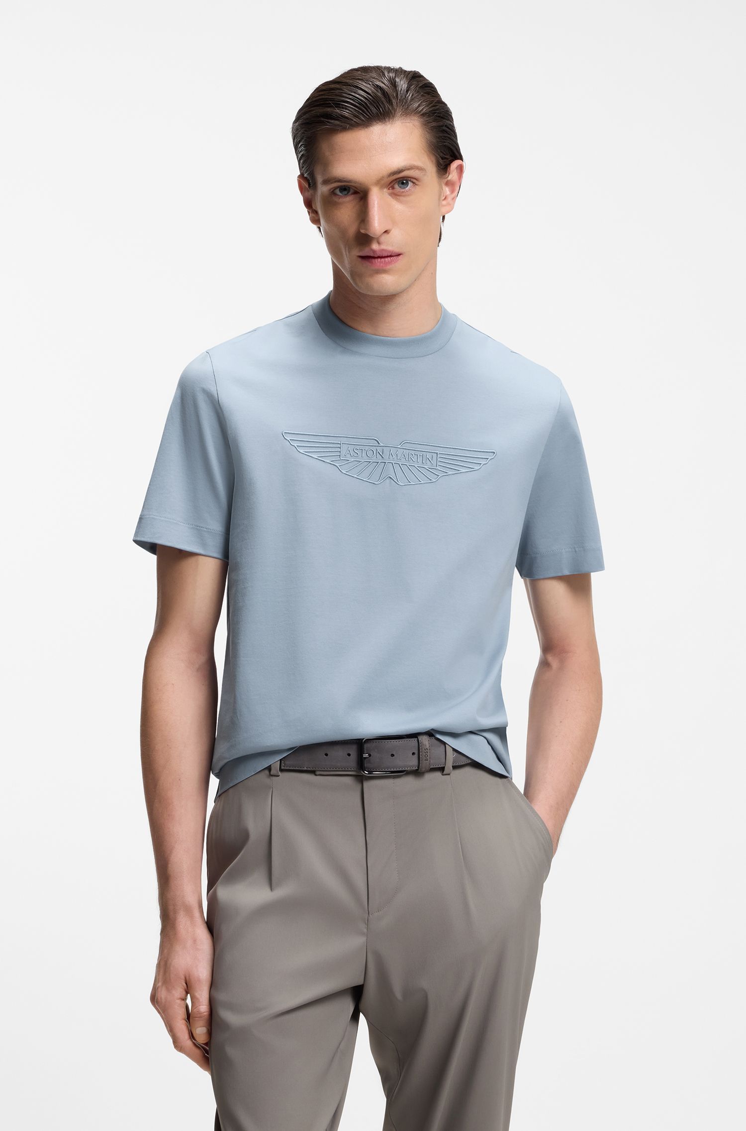 BOSS x ASTON MARTIN Áo thun cotton logo chìm