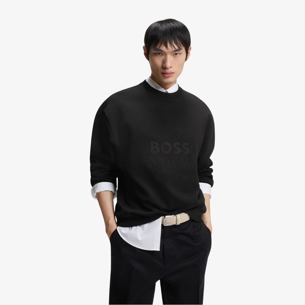 BOSS - Áo thun in logo, chất liệu cotton terry