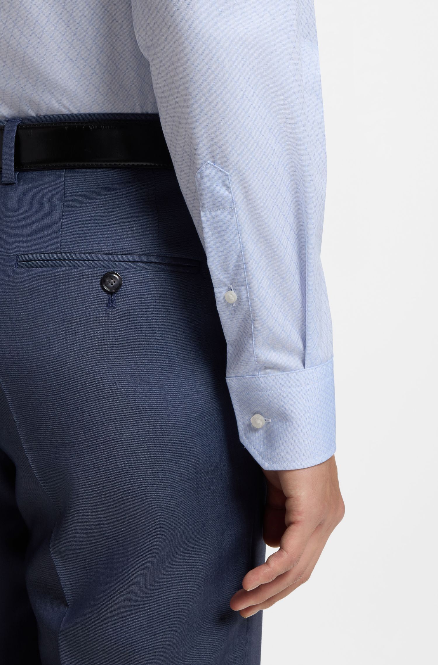 BOSS - Áo sơ mi dáng regular fit, chống nhăn, cotton