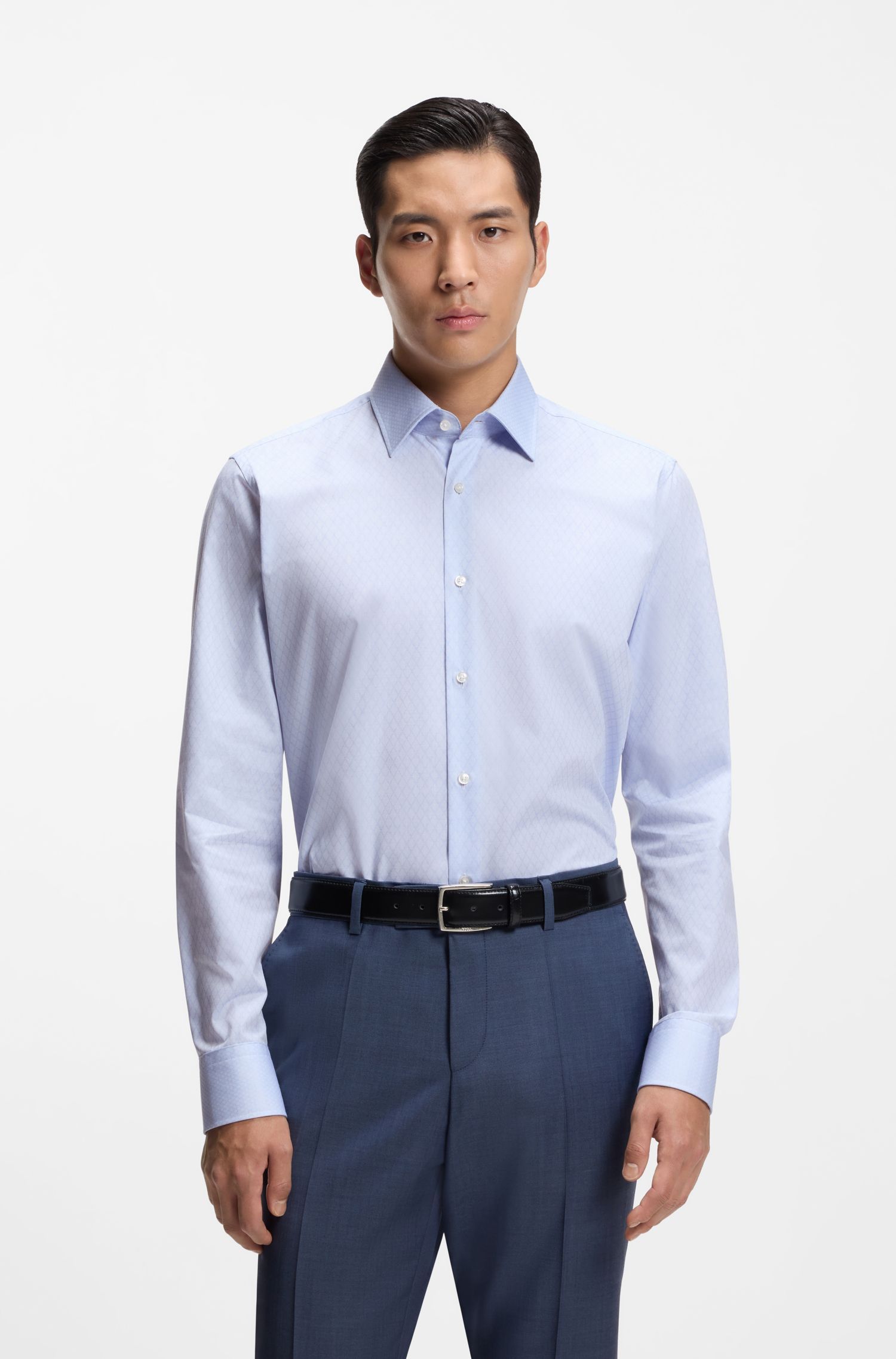 BOSS - Áo sơ mi dáng regular fit, chống nhăn, cotton