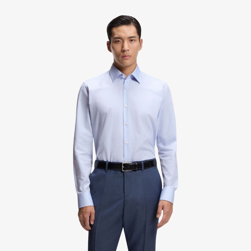 BOSS - Áo sơ mi dáng regular fit, chống nhăn, cotton