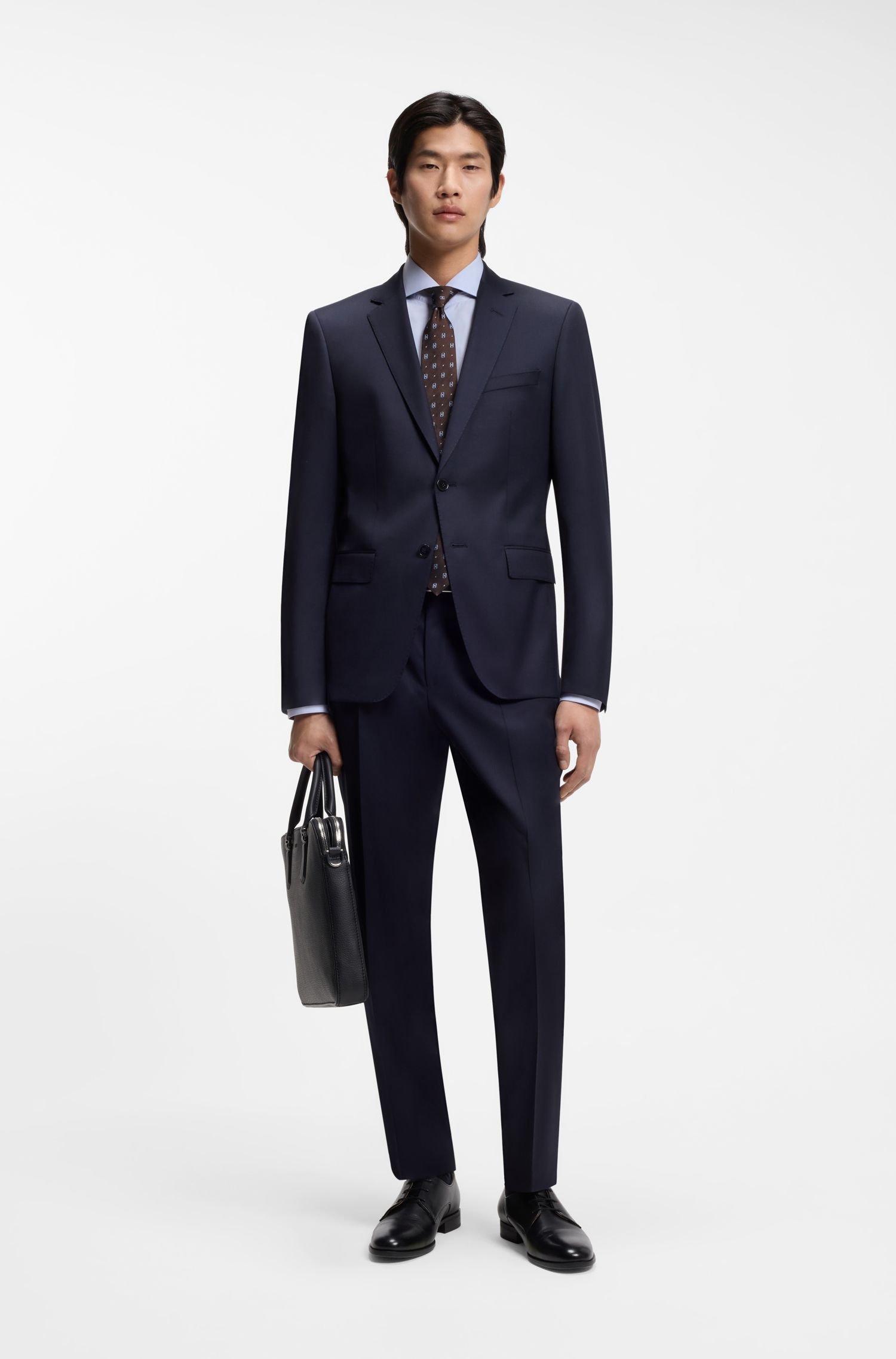 BOSS - Áo sơ mi slim-fit chambray cotton Ý