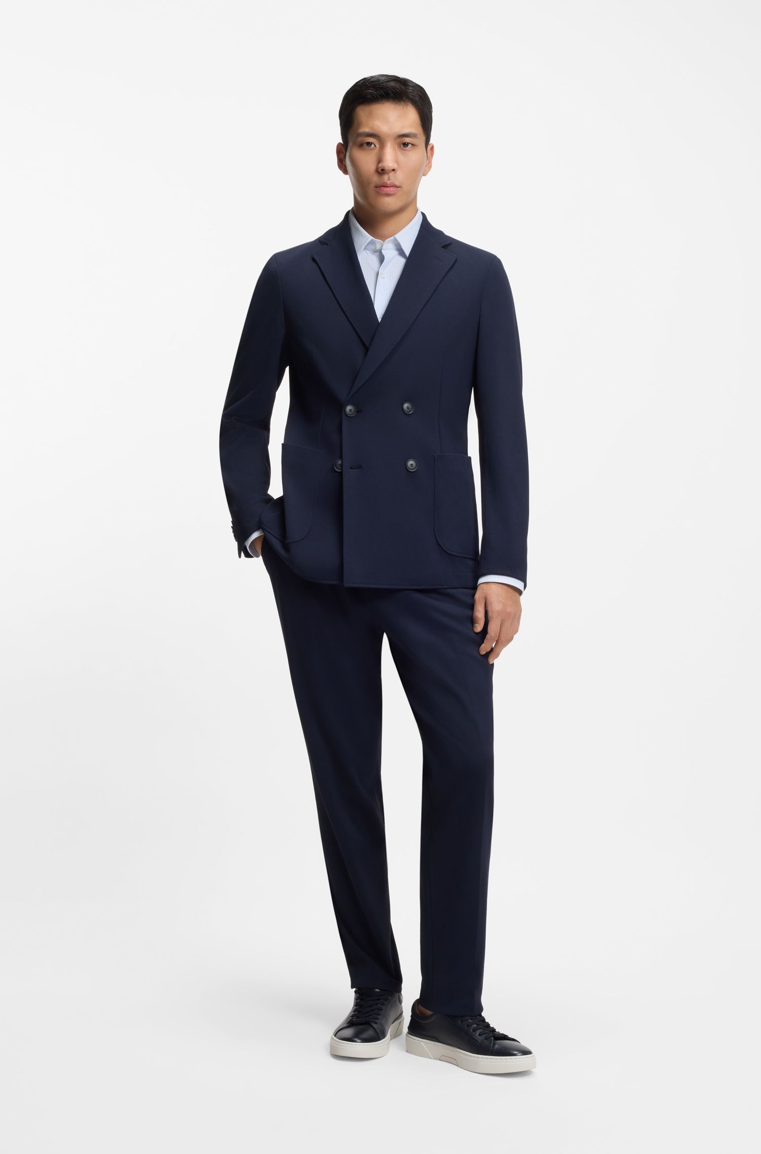 BOSS - Áo thun slim-fit in họa tiết, jersey co giãn