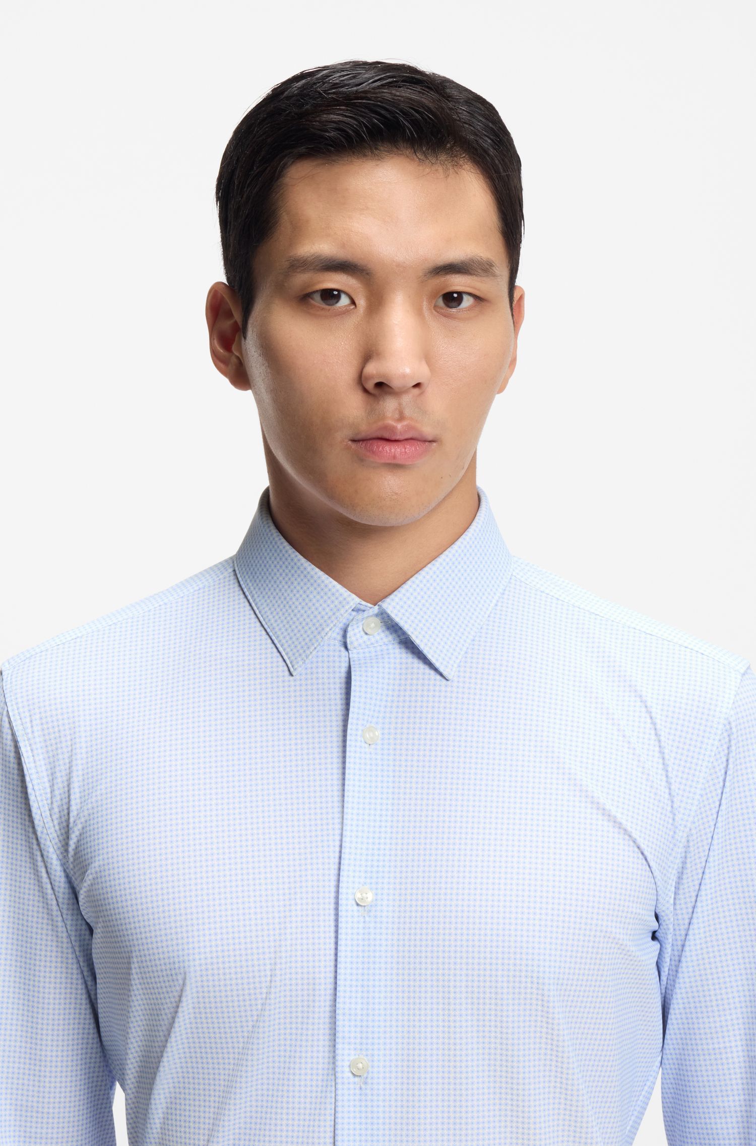 BOSS - Áo thun slim-fit in họa tiết, jersey co giãn