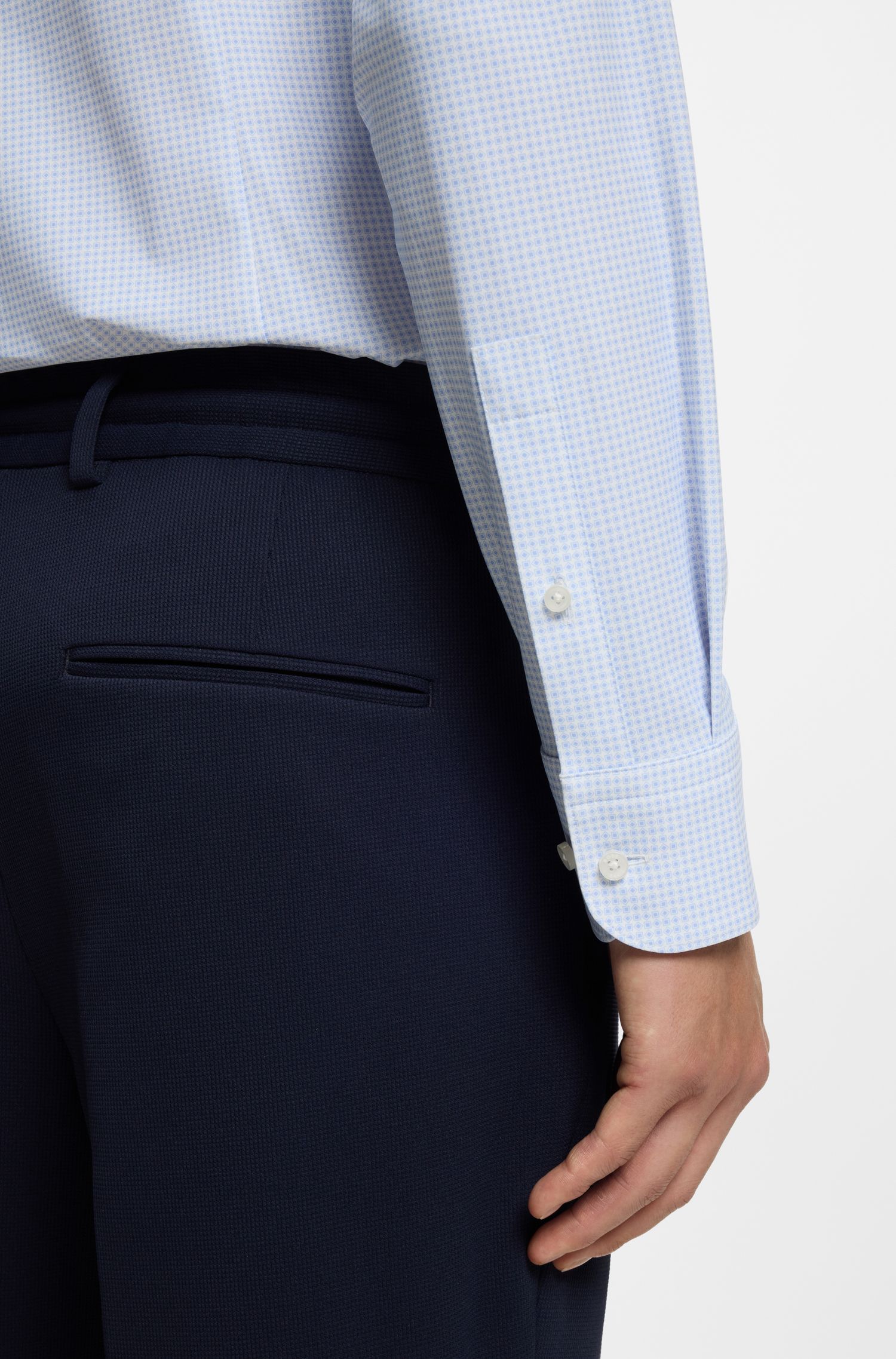 BOSS - Áo thun slim-fit in họa tiết, jersey co giãn