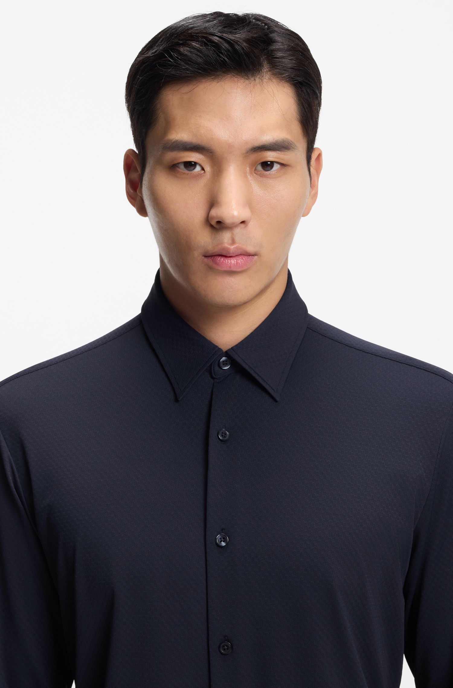 BOSS - Áo thun dáng slim-fit, co giãn tốt, jersey