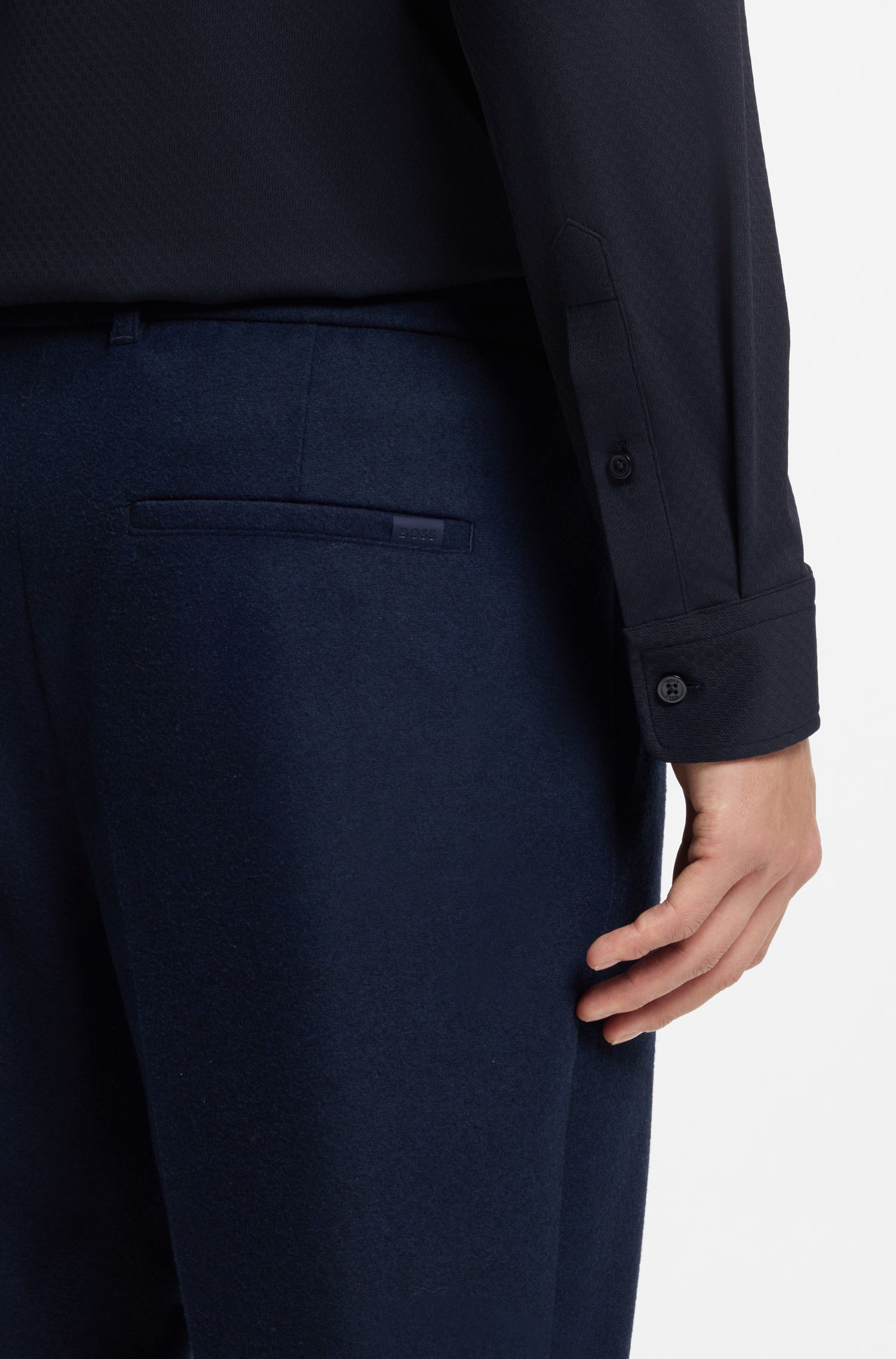 BOSS - Áo thun dáng slim-fit, co giãn tốt, jersey