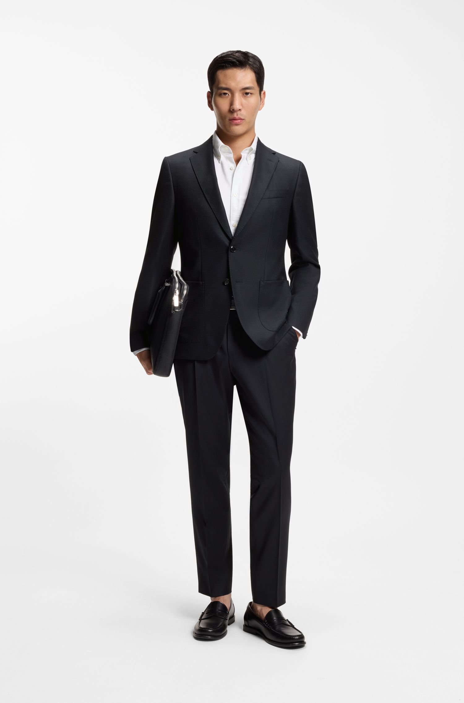 BOSS - Áo vest regular fit từ len nguyên chất