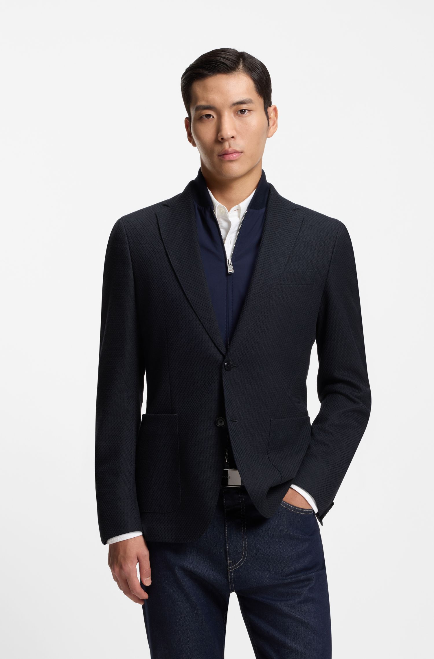 BOSS - Áo khoác dáng ôm thiết kế 2 trong 1