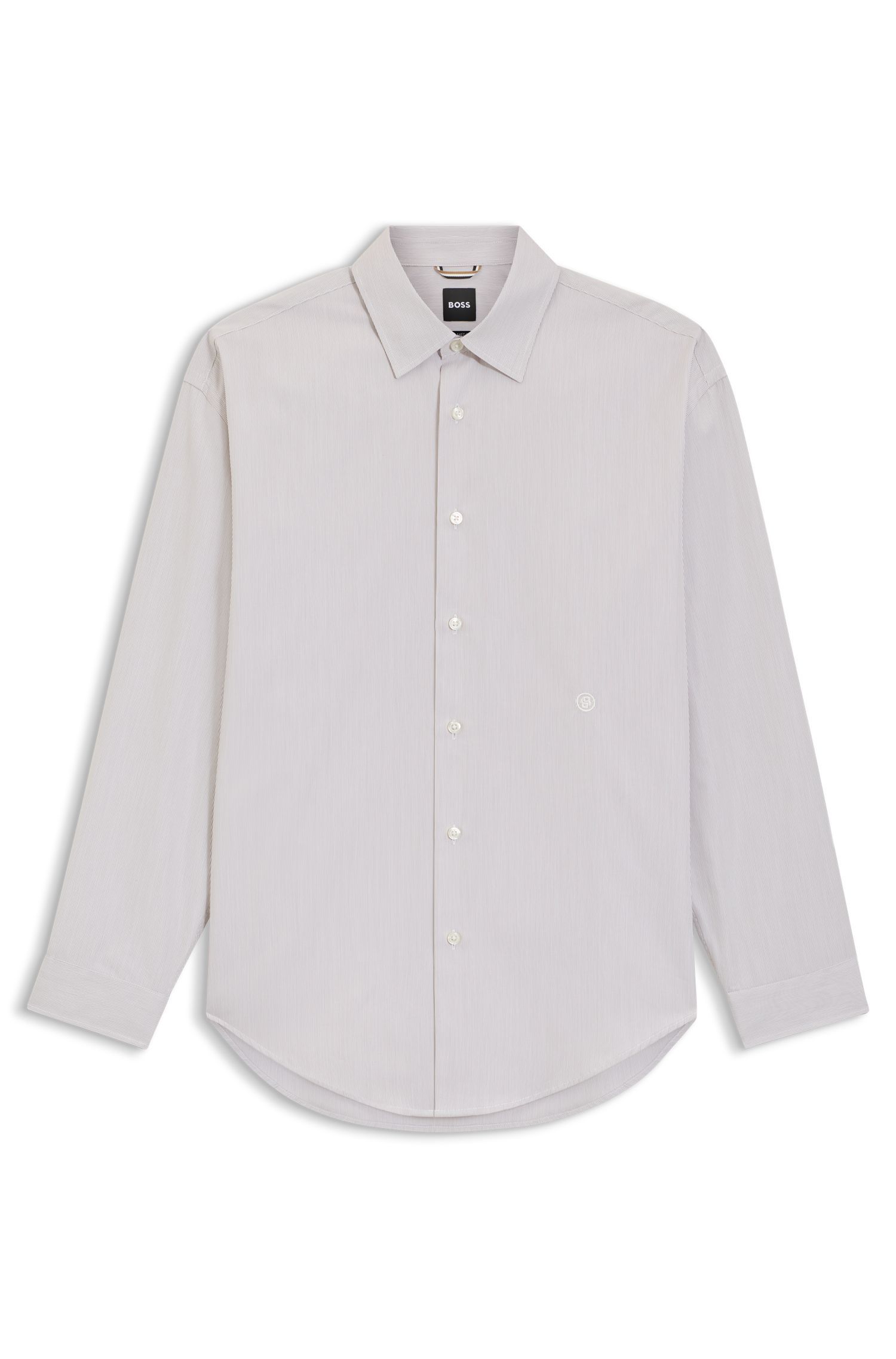 BOSS - Áo sơ mi relaxed-fit kẻ sọc vải cotton poplin