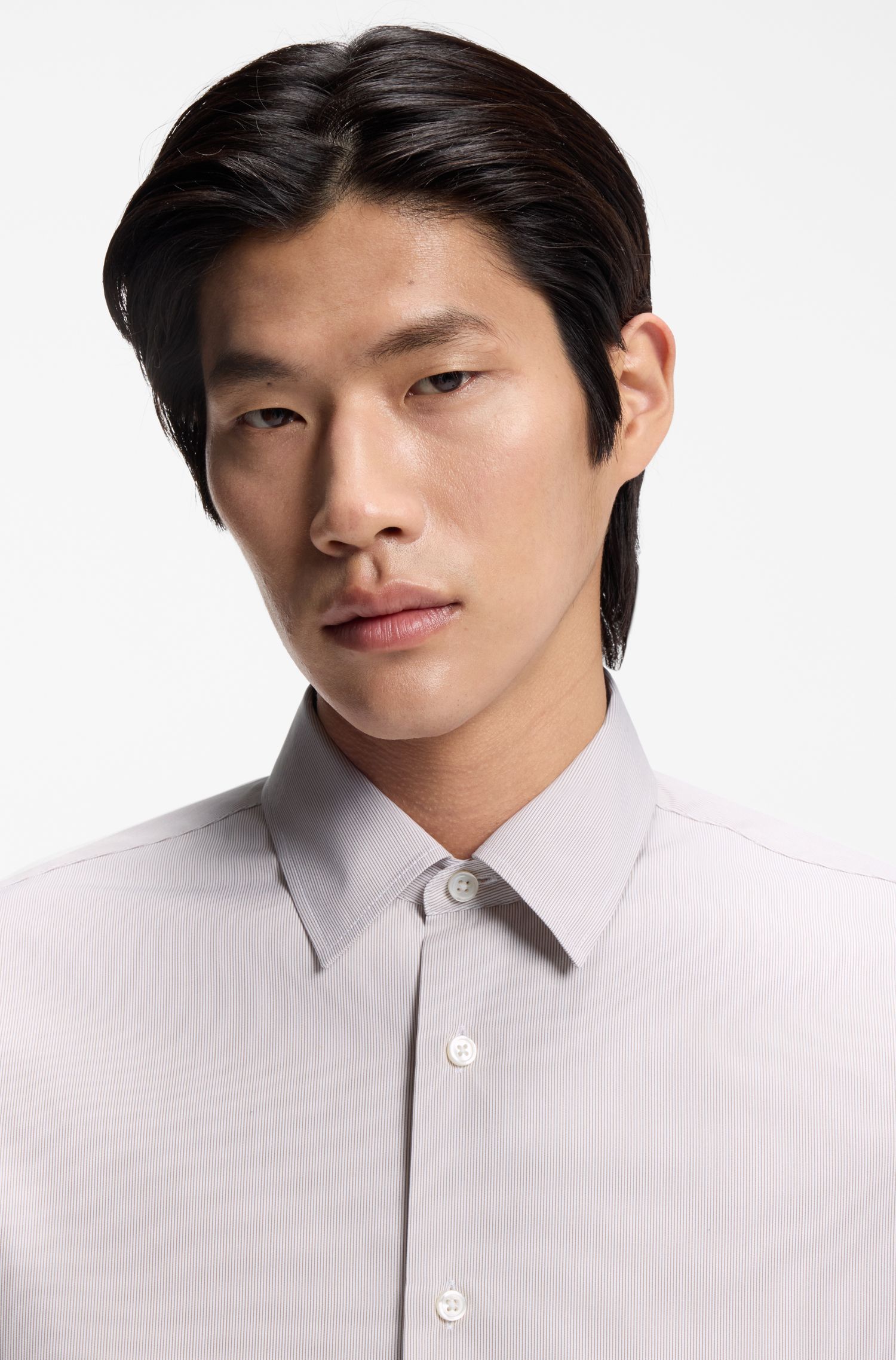 BOSS - Áo sơ mi relaxed-fit kẻ sọc vải cotton poplin