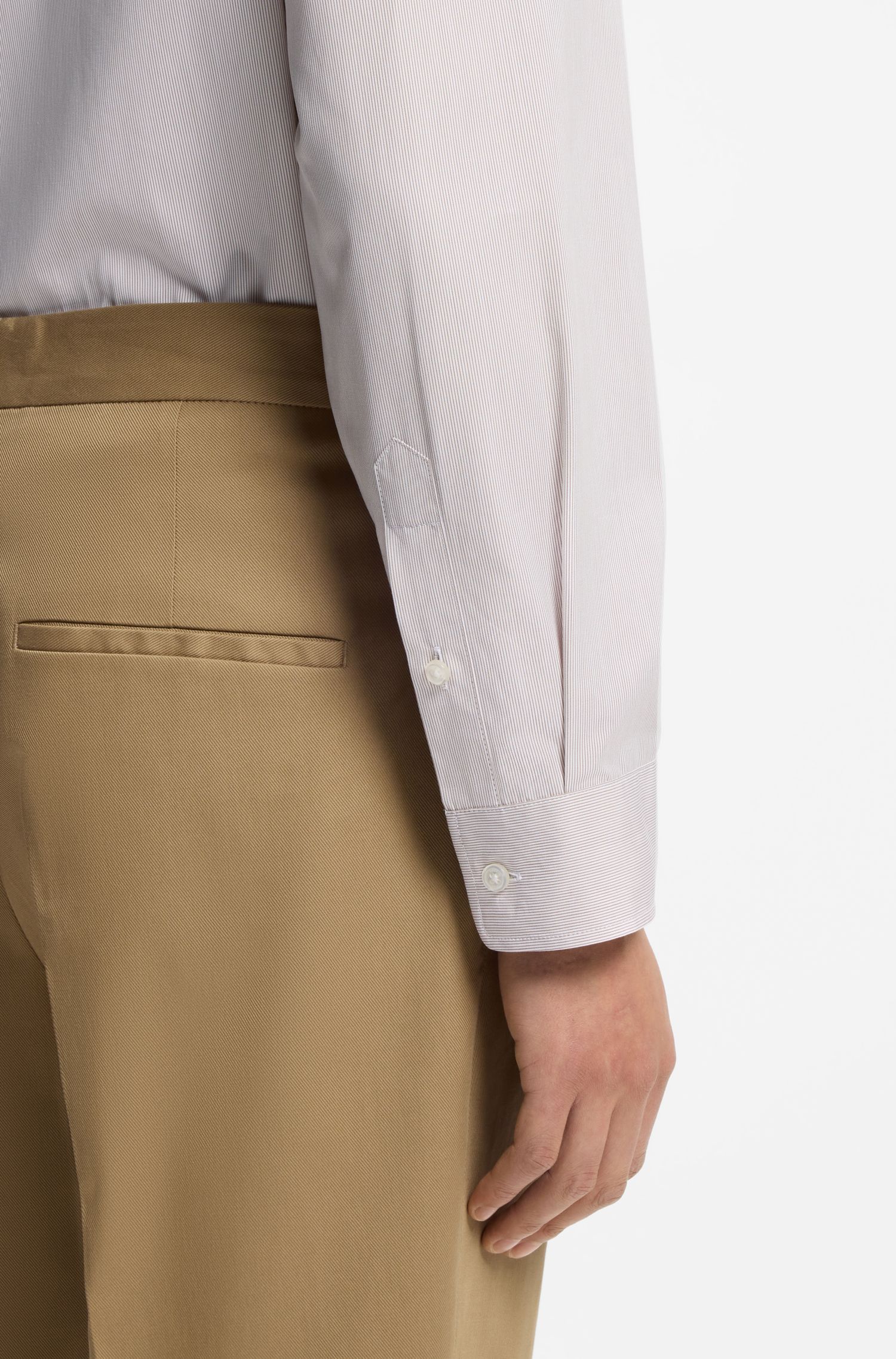 BOSS - Áo sơ mi relaxed-fit kẻ sọc vải cotton poplin