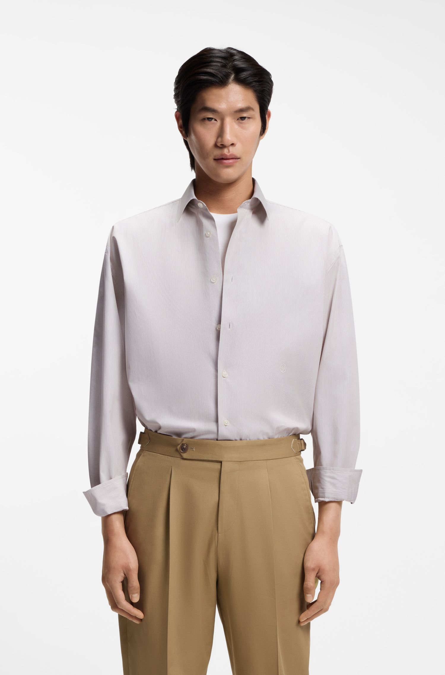 Áo sơ mi relaxed-fit kẻ sọc vải cotton poplin