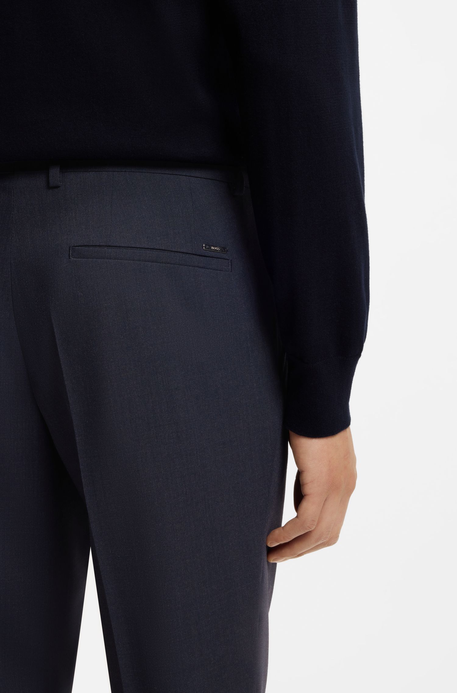 BOSS - Quần dài dáng slim-fit vải co giãn