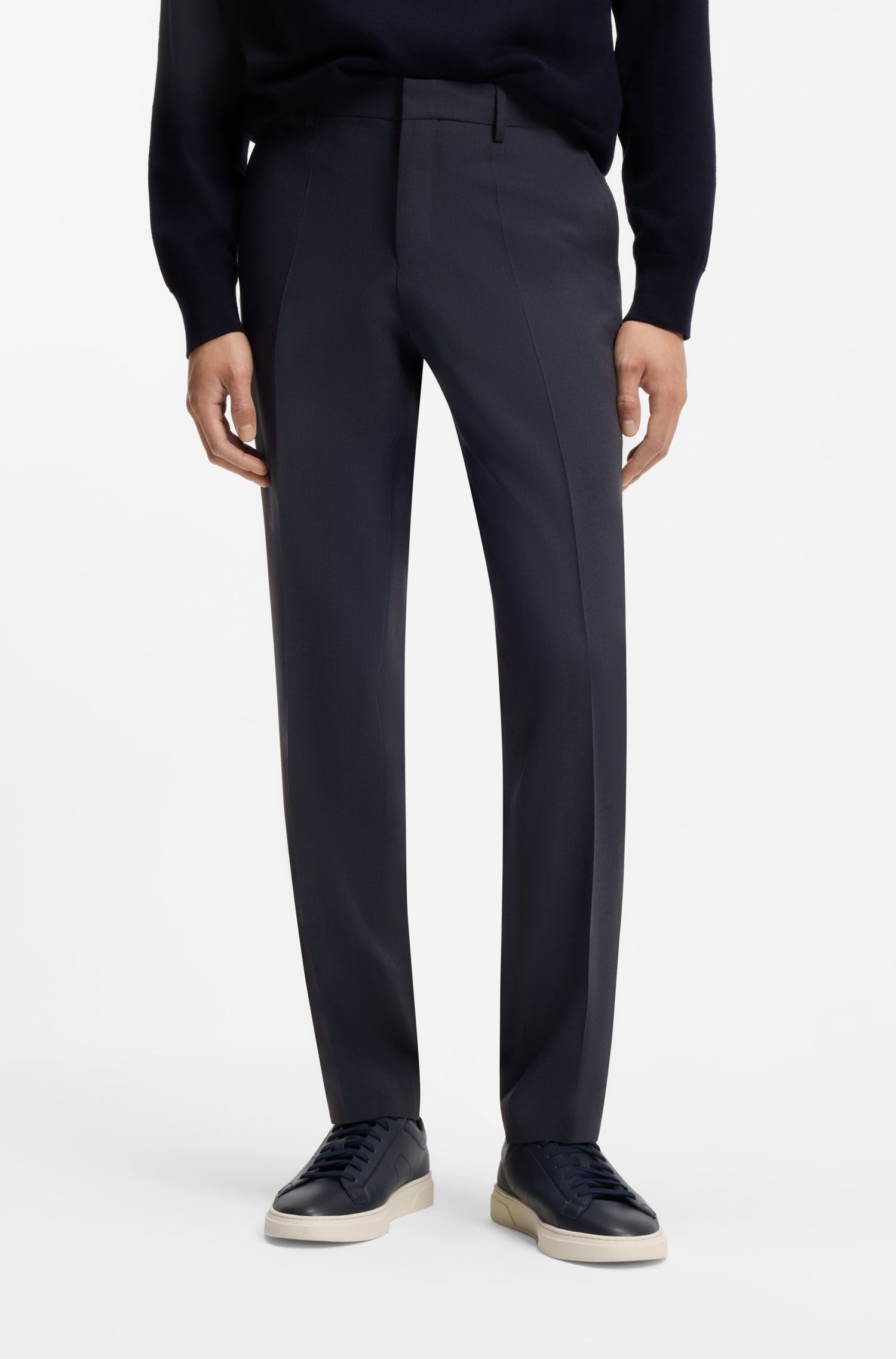 BOSS - Quần dài dáng slim-fit vải co giãn