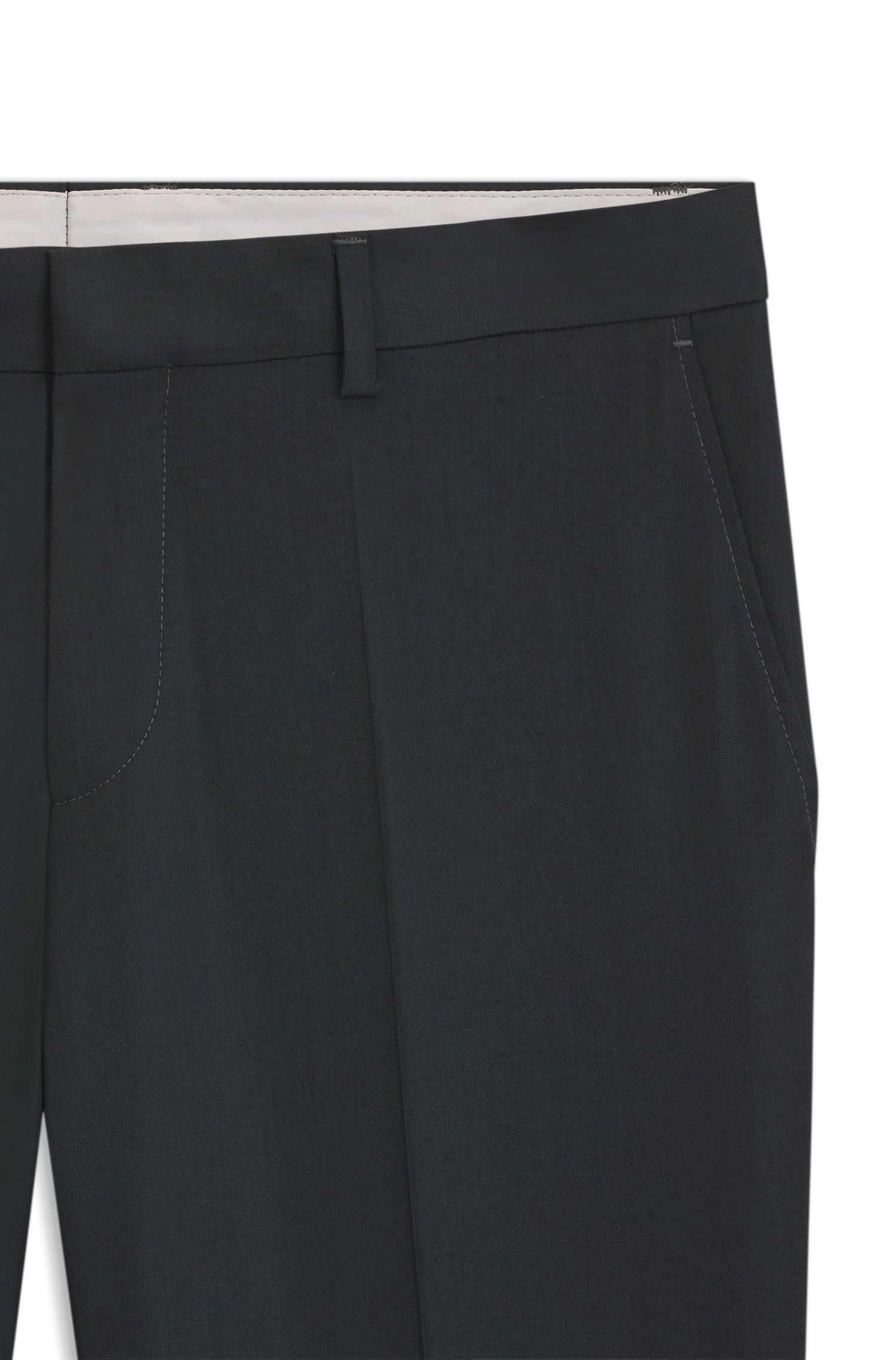 BOSS - Quần dài dáng slim-fit melange, pha len