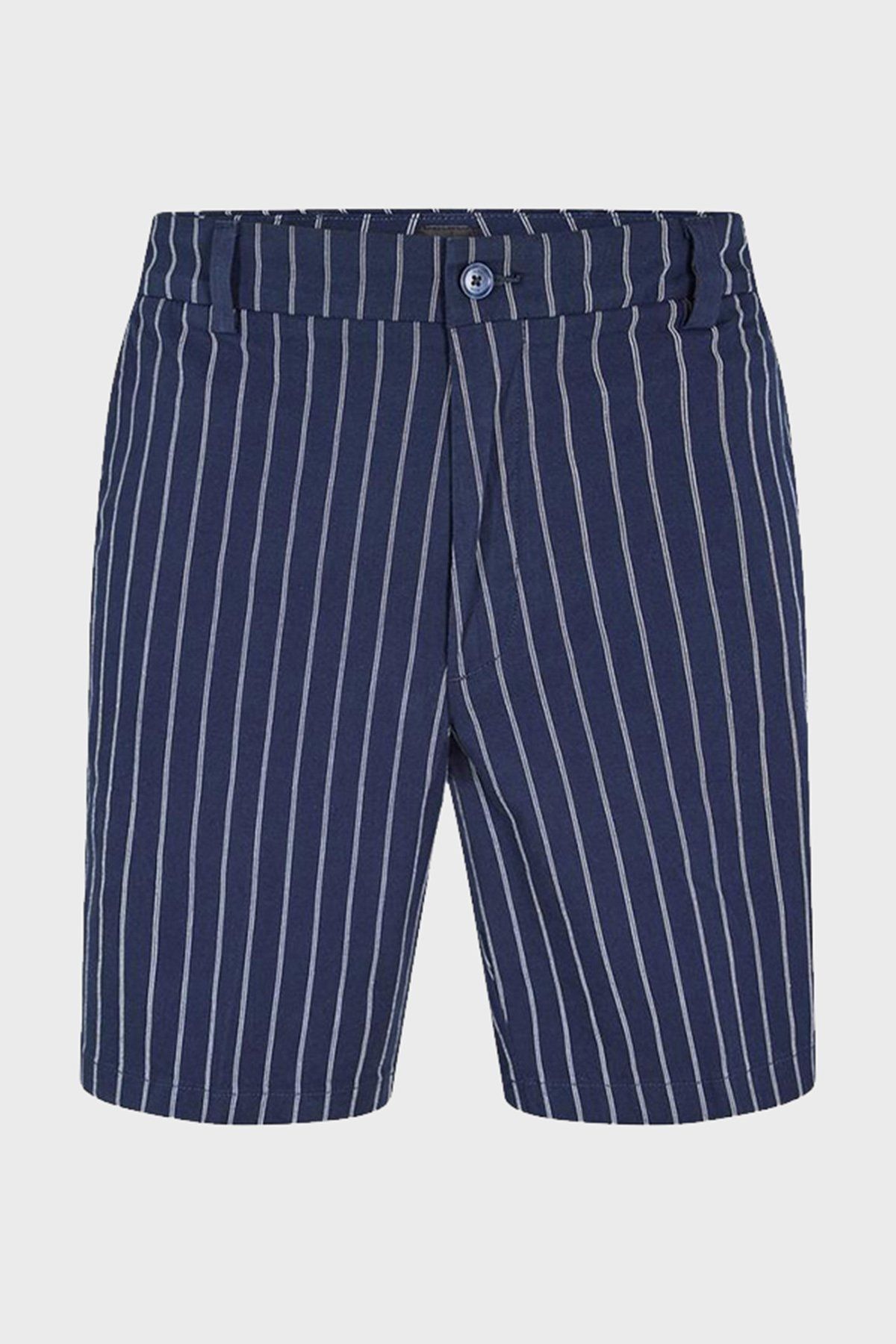 BOSS - Quần short cotton co giãn kẻ sọc