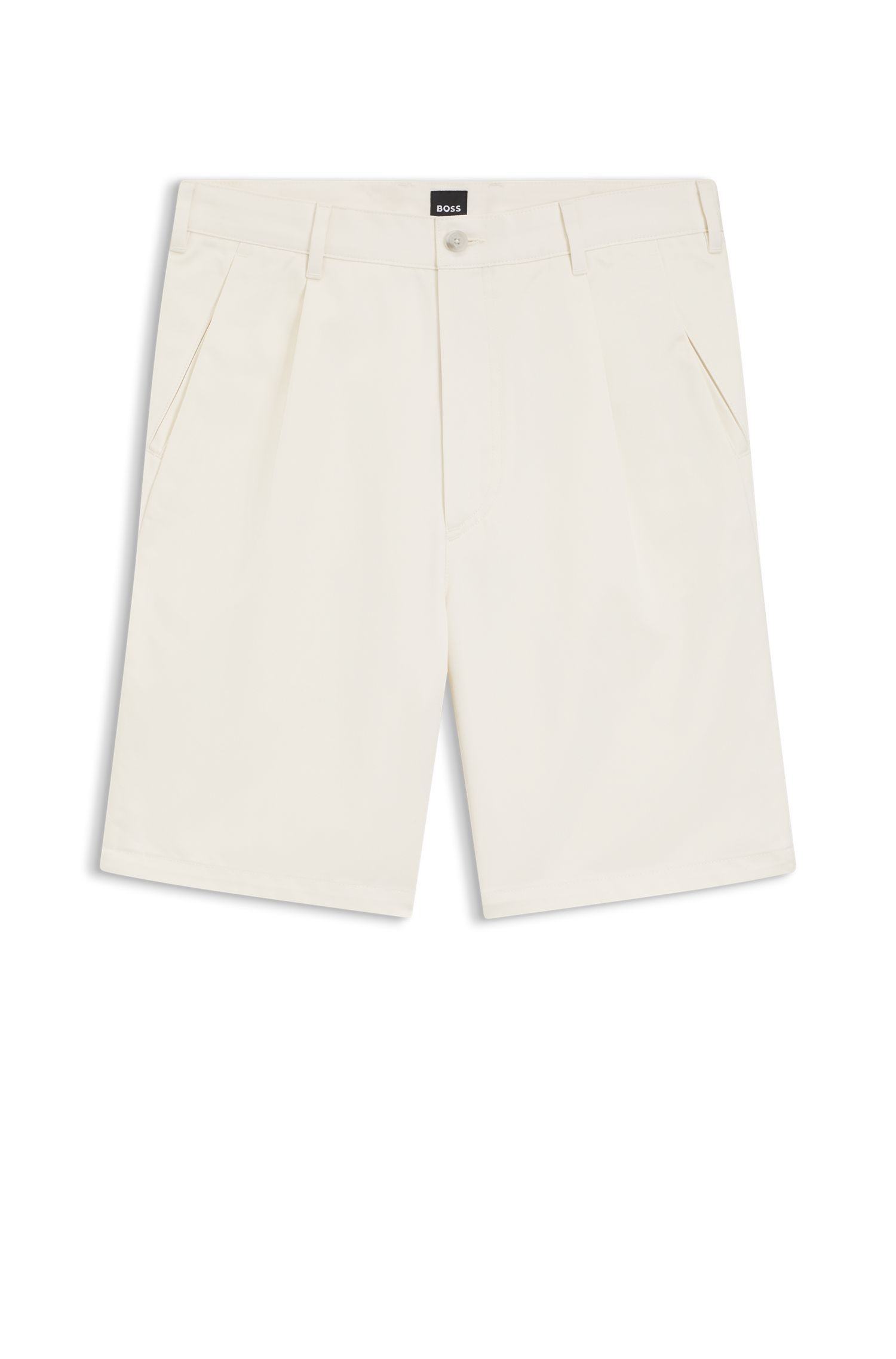 BOSS - Quần short dáng rộng thoải mái làm từ vải cotton chéo