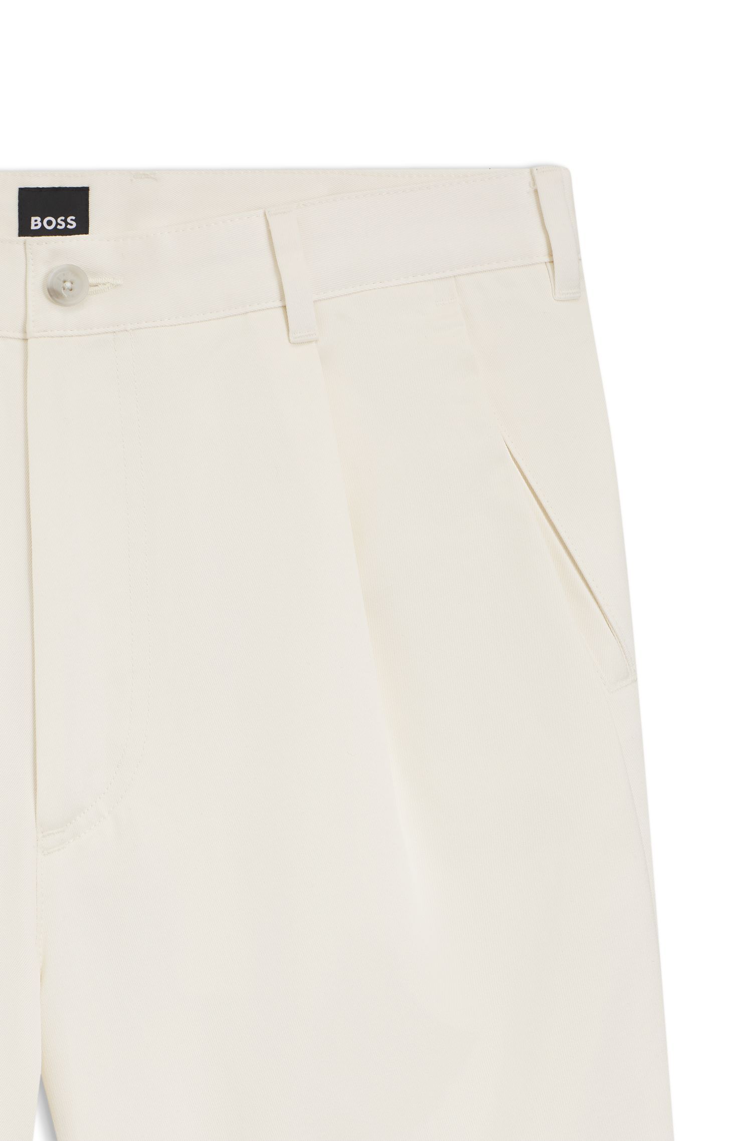 BOSS - Quần short dáng rộng thoải mái làm từ vải cotton chéo
