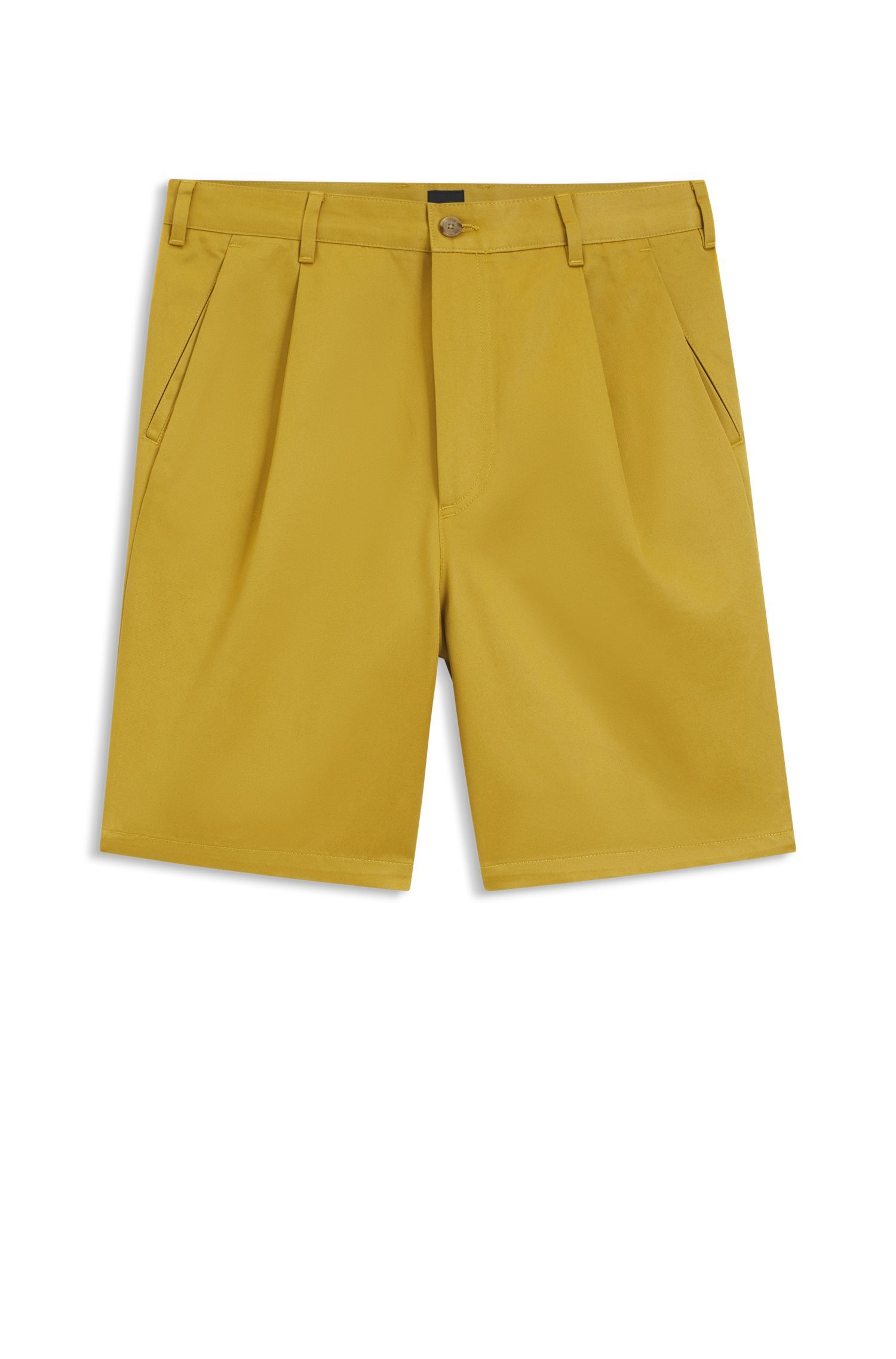 BOSS - Quần short dáng rộng thoải mái làm từ vải cotton chéo
