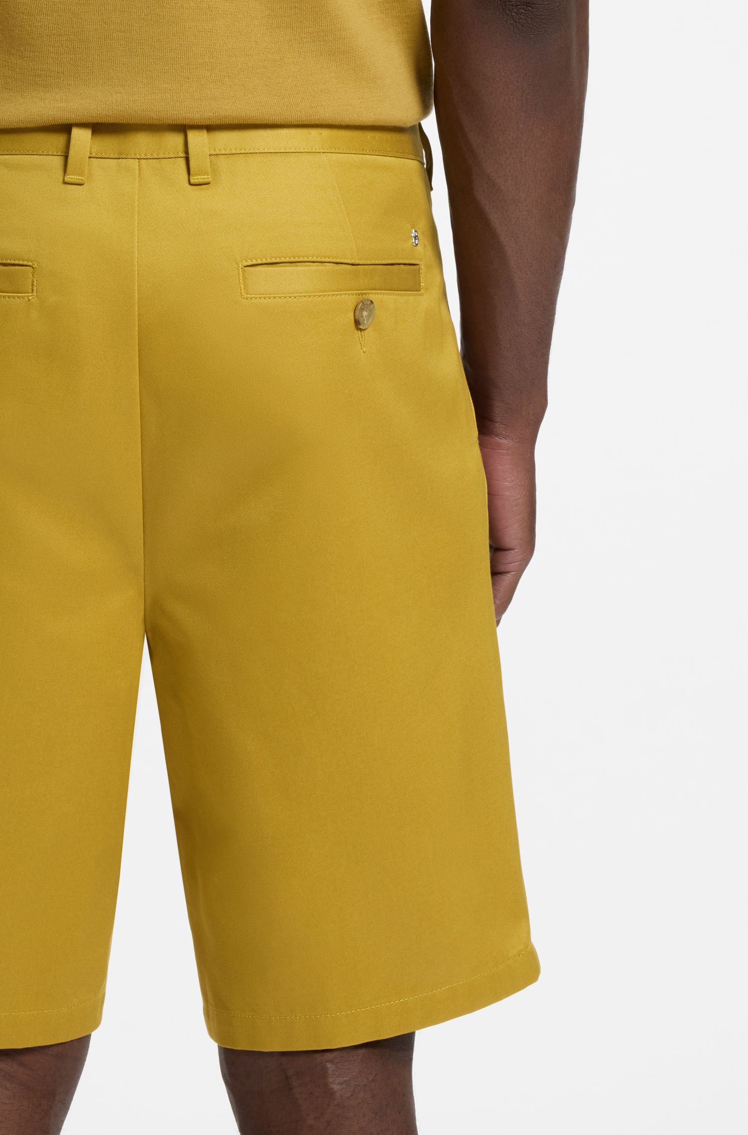 BOSS - Quần short dáng rộng thoải mái làm từ vải cotton chéo
