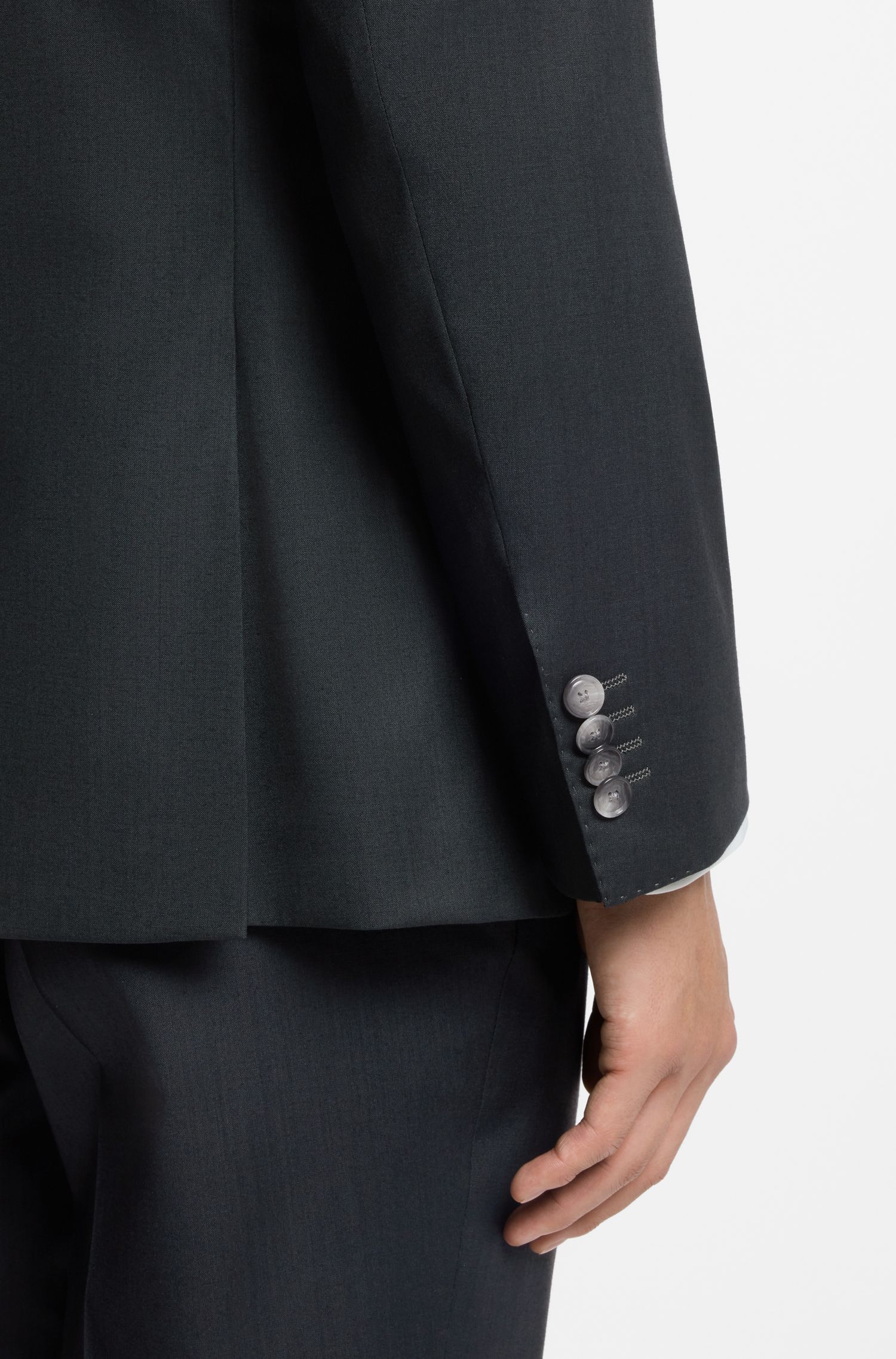 BOSS - Áo khoác dáng slim fit họa tiết melange pha len