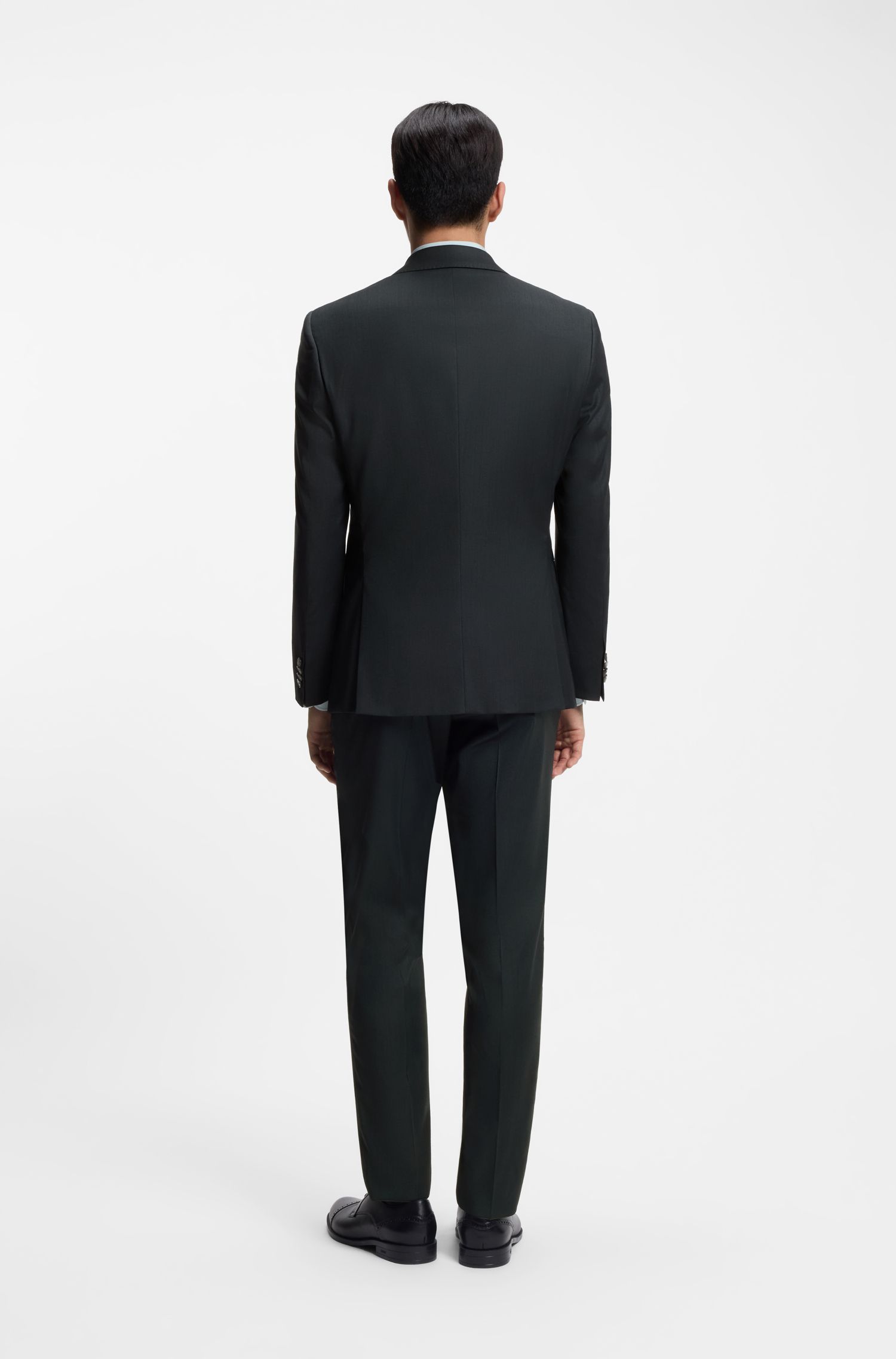 BOSS - Áo khoác dáng slim fit họa tiết melange pha len