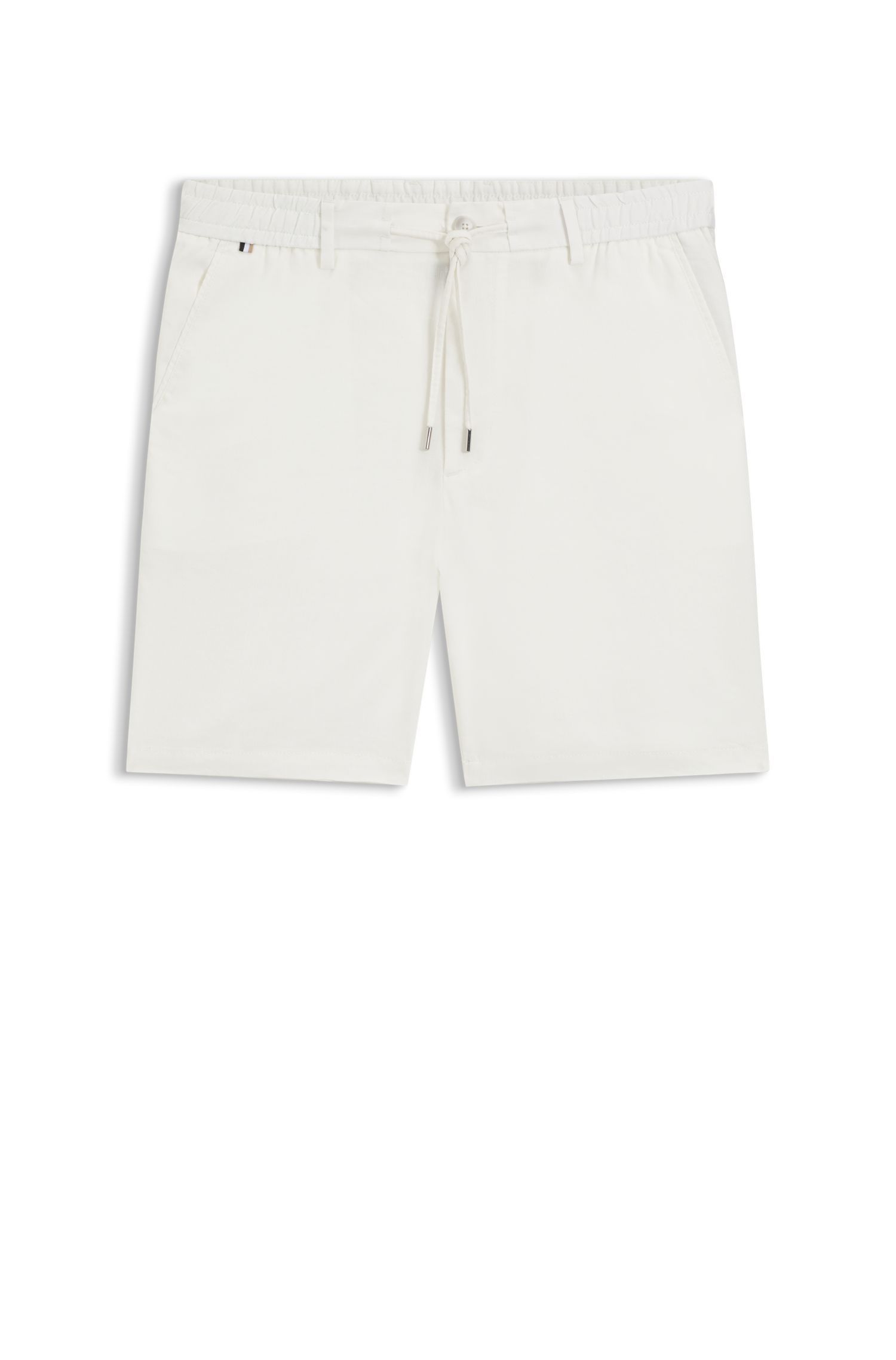 BOSS - Quần short pha vải linen với kiểu dáng modern fit