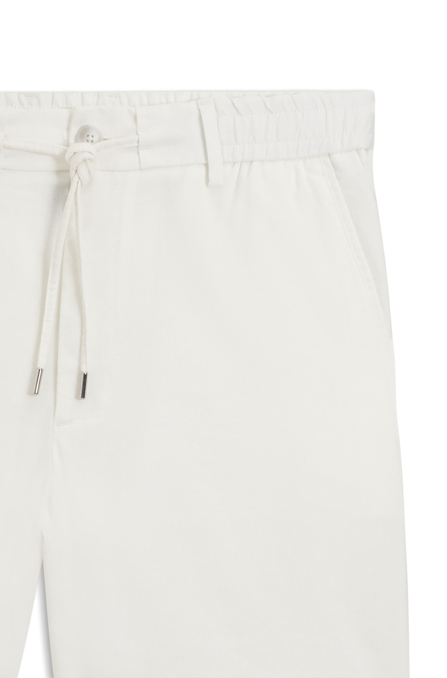 BOSS - Quần short pha vải linen với kiểu dáng modern fit
