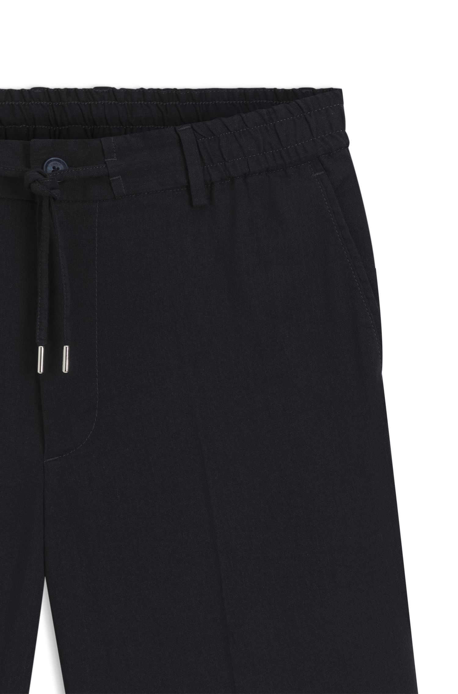 BOSS - Quần short pha vải linen với kiểu dáng modern fit