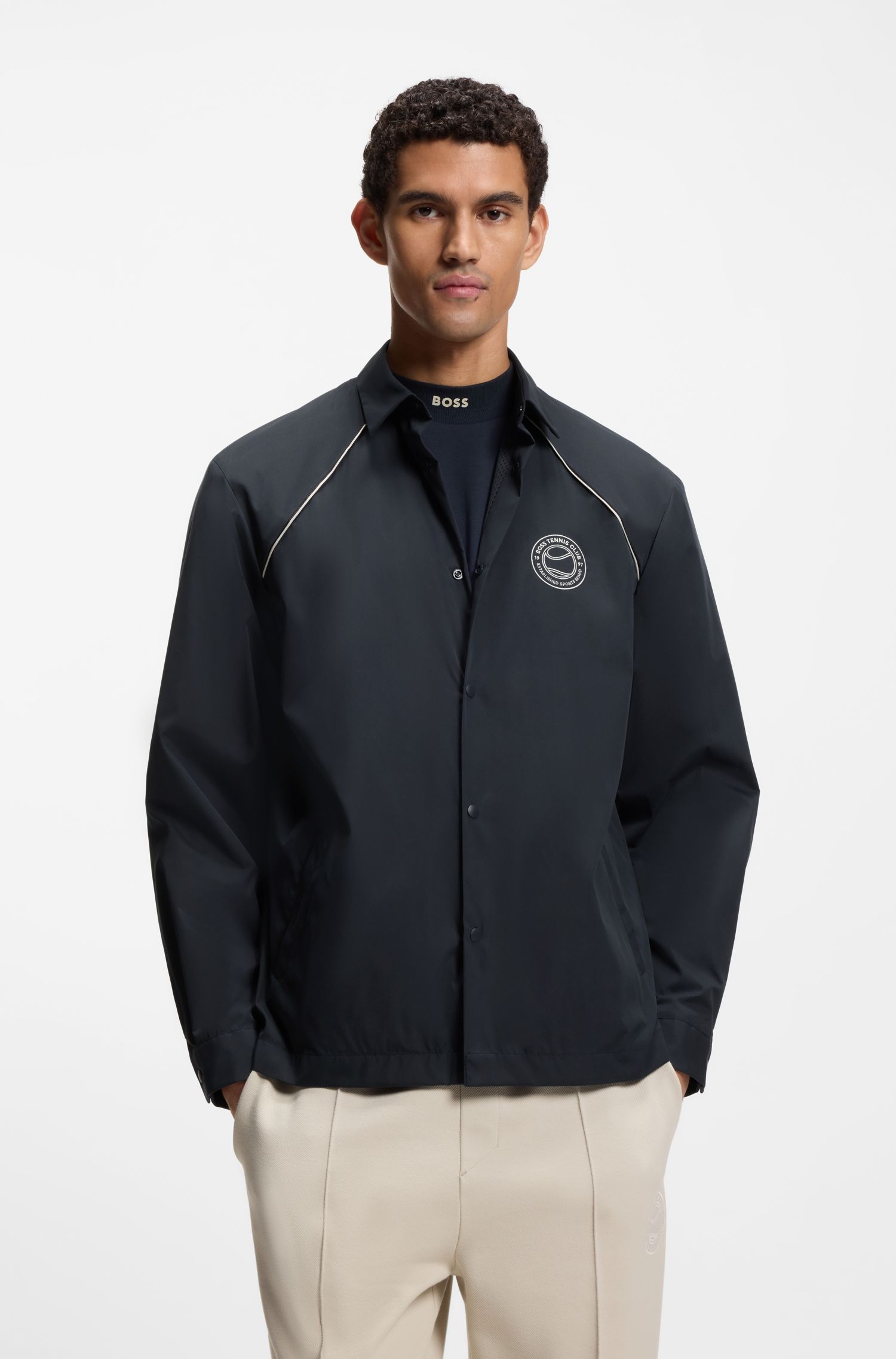 BOSS - Áo khoác dáng relaxed fit với lớp phủ chống thấm nước
