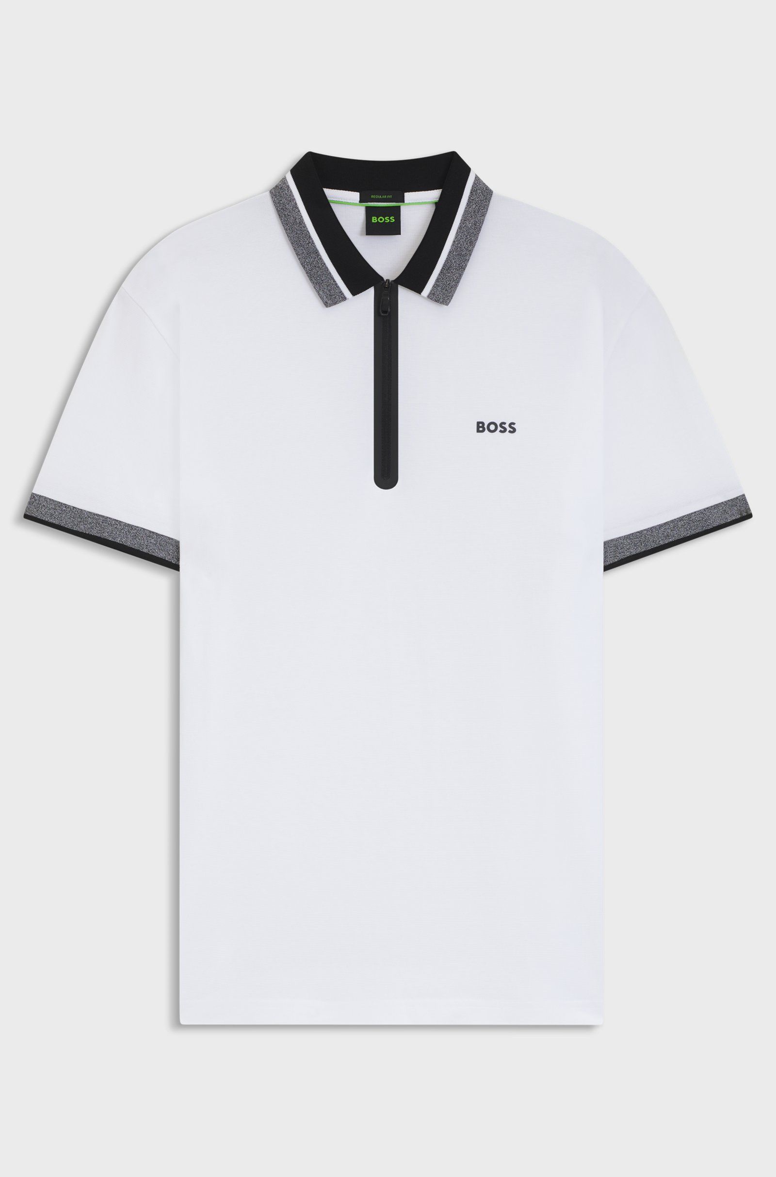 BOSS - Áo polo cotton piqué có khóa kéo