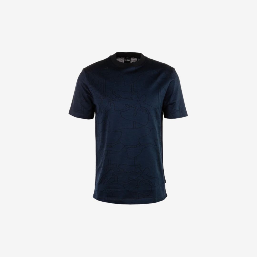 BOSS - Áo thun cotton hoạ tiết jacquard