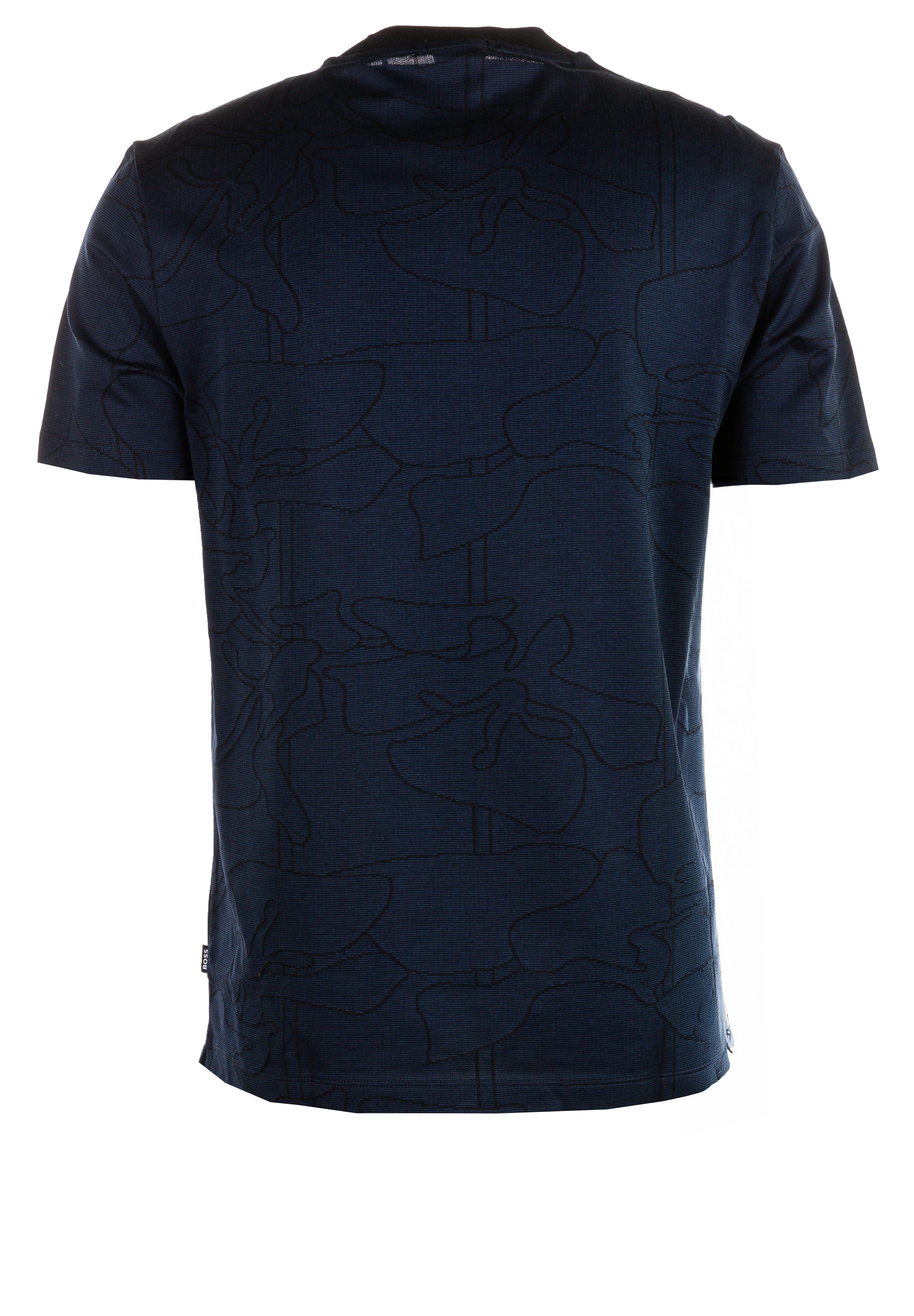 BOSS - Áo thun cotton hoạ tiết jacquard