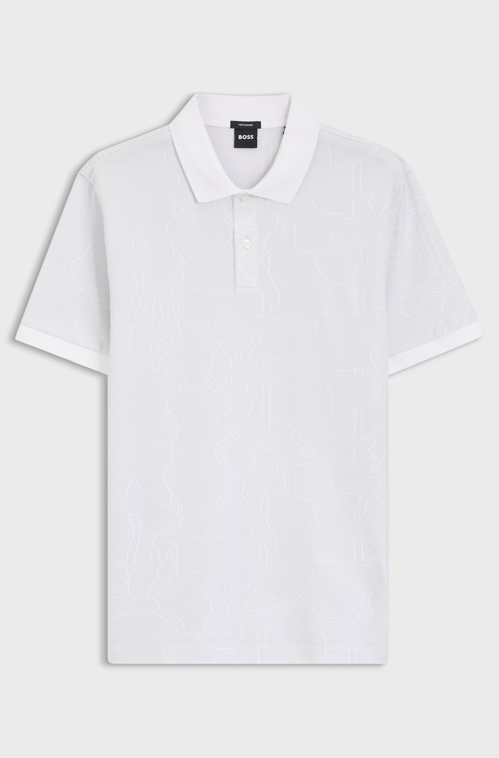 BOSS - Áo polo cotton họa tiết jacquard