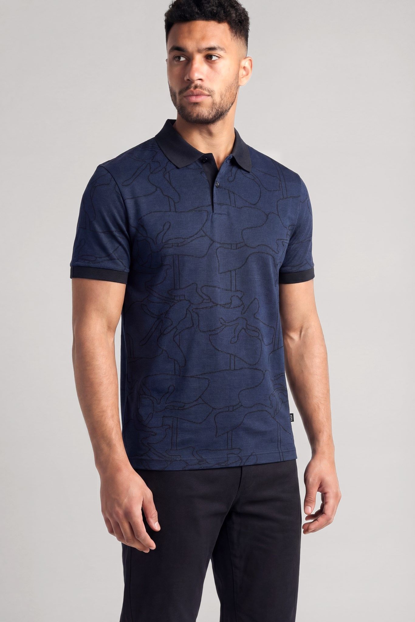 BOSS - Áo polo cotton họa tiết jacquard