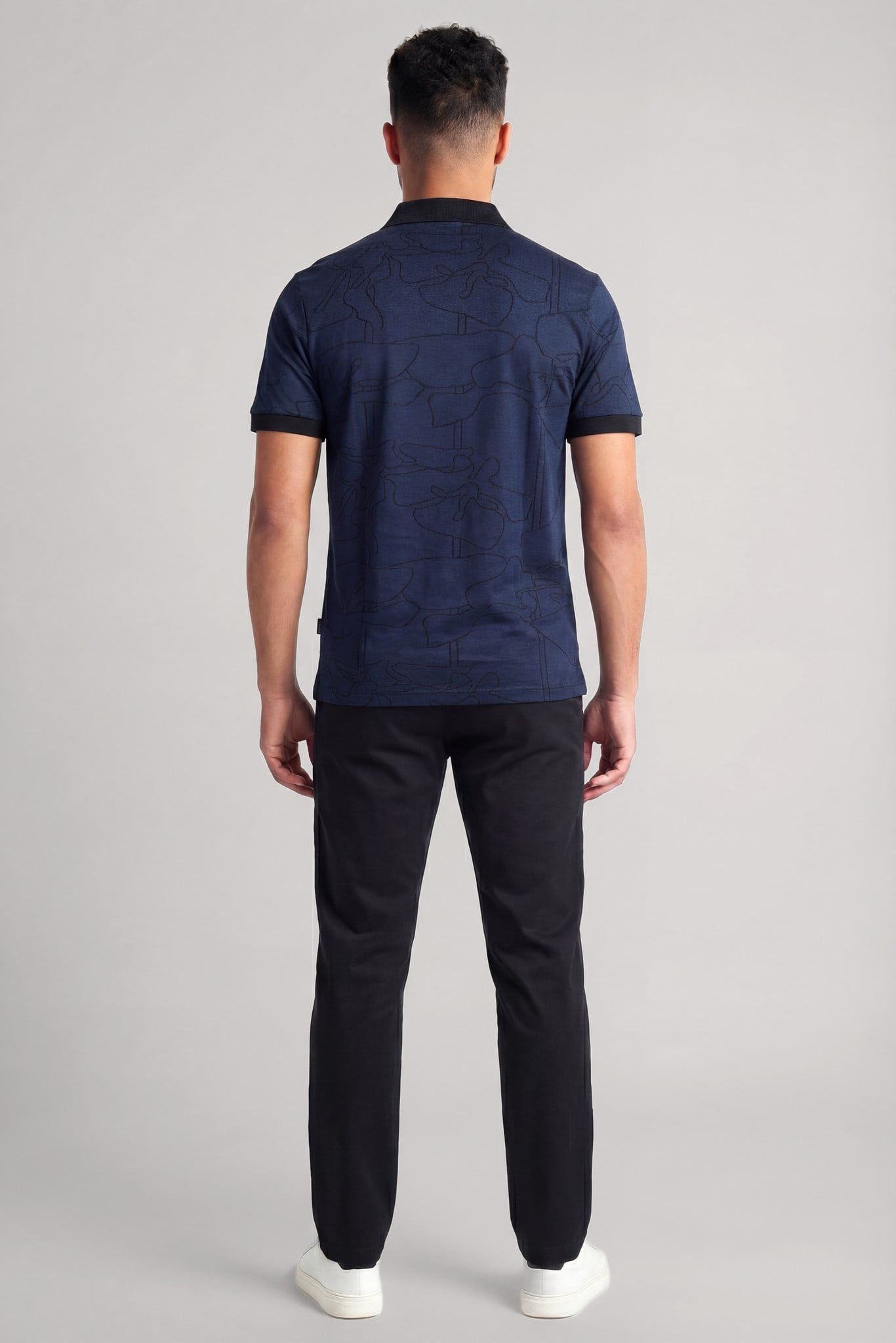 BOSS - Áo polo cotton họa tiết jacquard
