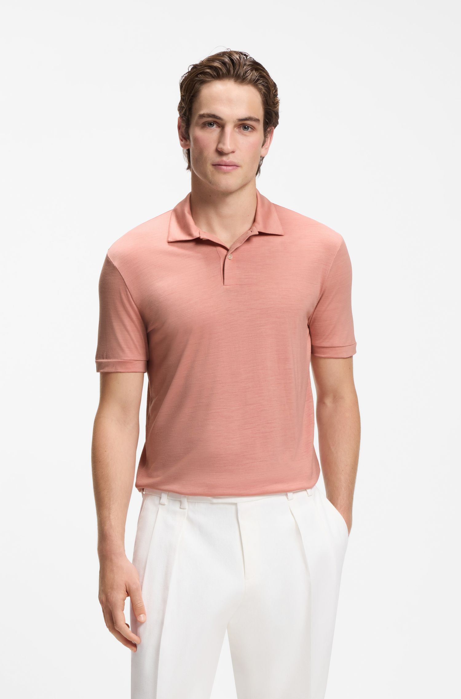 Áo polo dáng regular fit chất liệu pha len