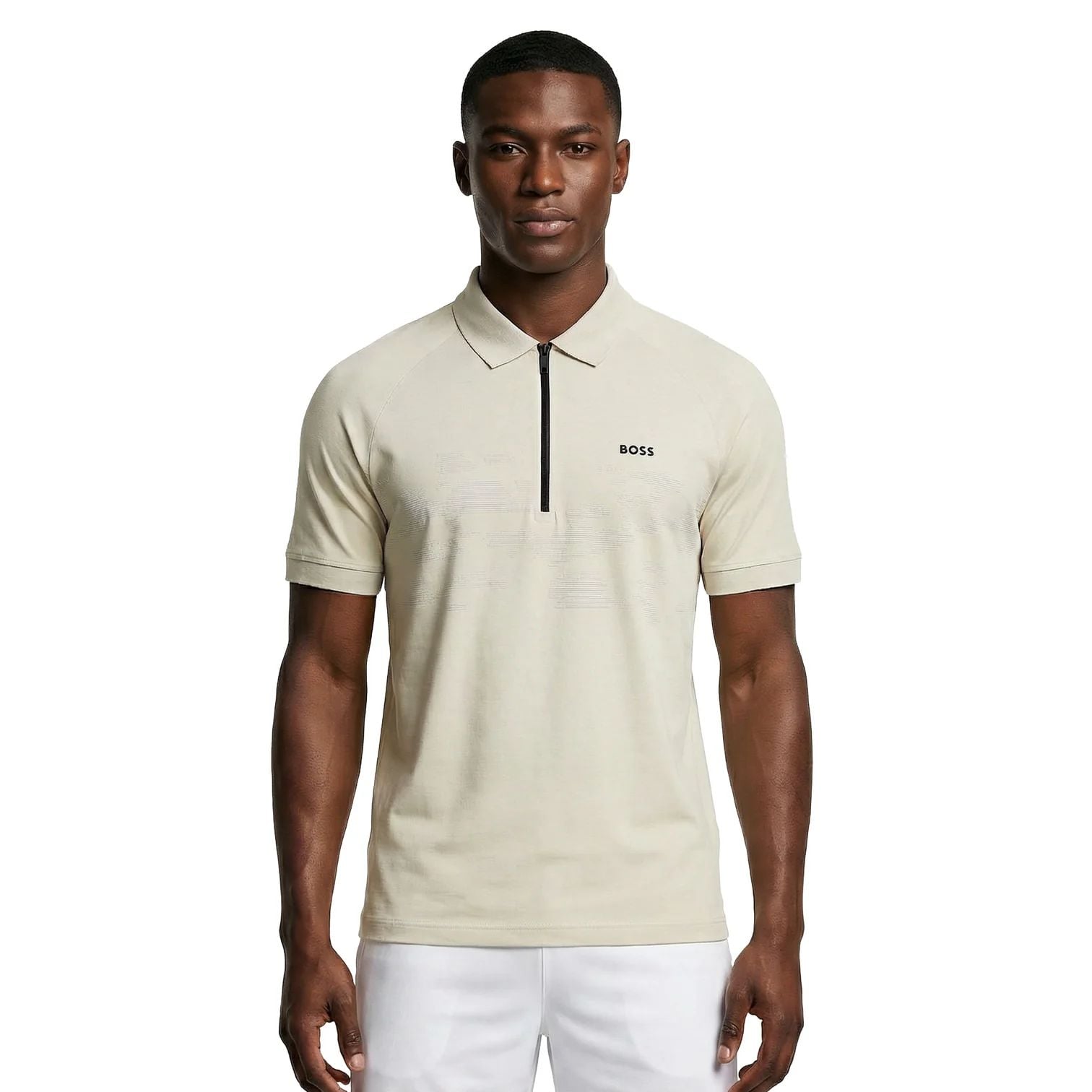 BOSS - Áo polo cotton pha với hoạ tiết phản quang