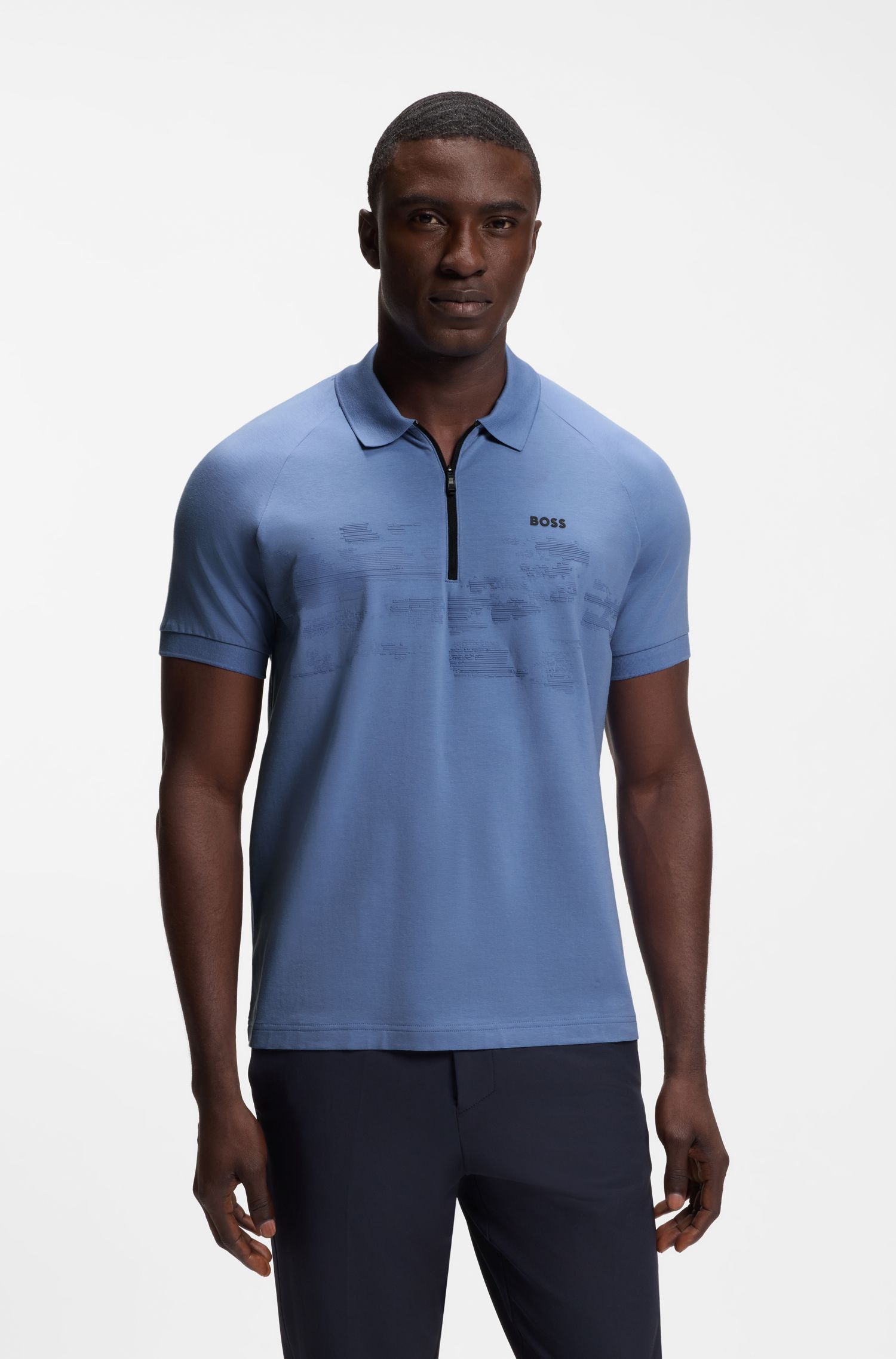 Áo polo cotton pha với hoạ tiết phản quang