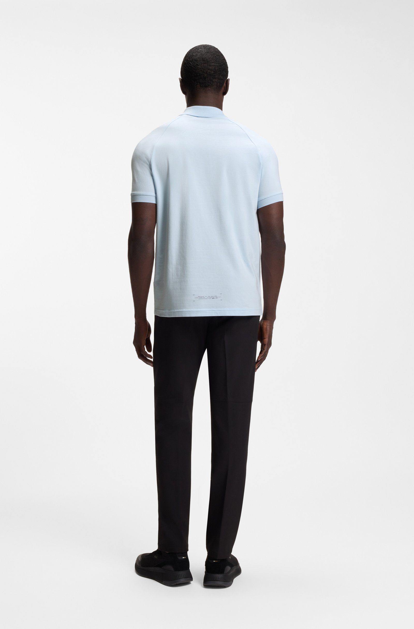 BOSS - Áo polo cotton pha với hoạ tiết phản quang