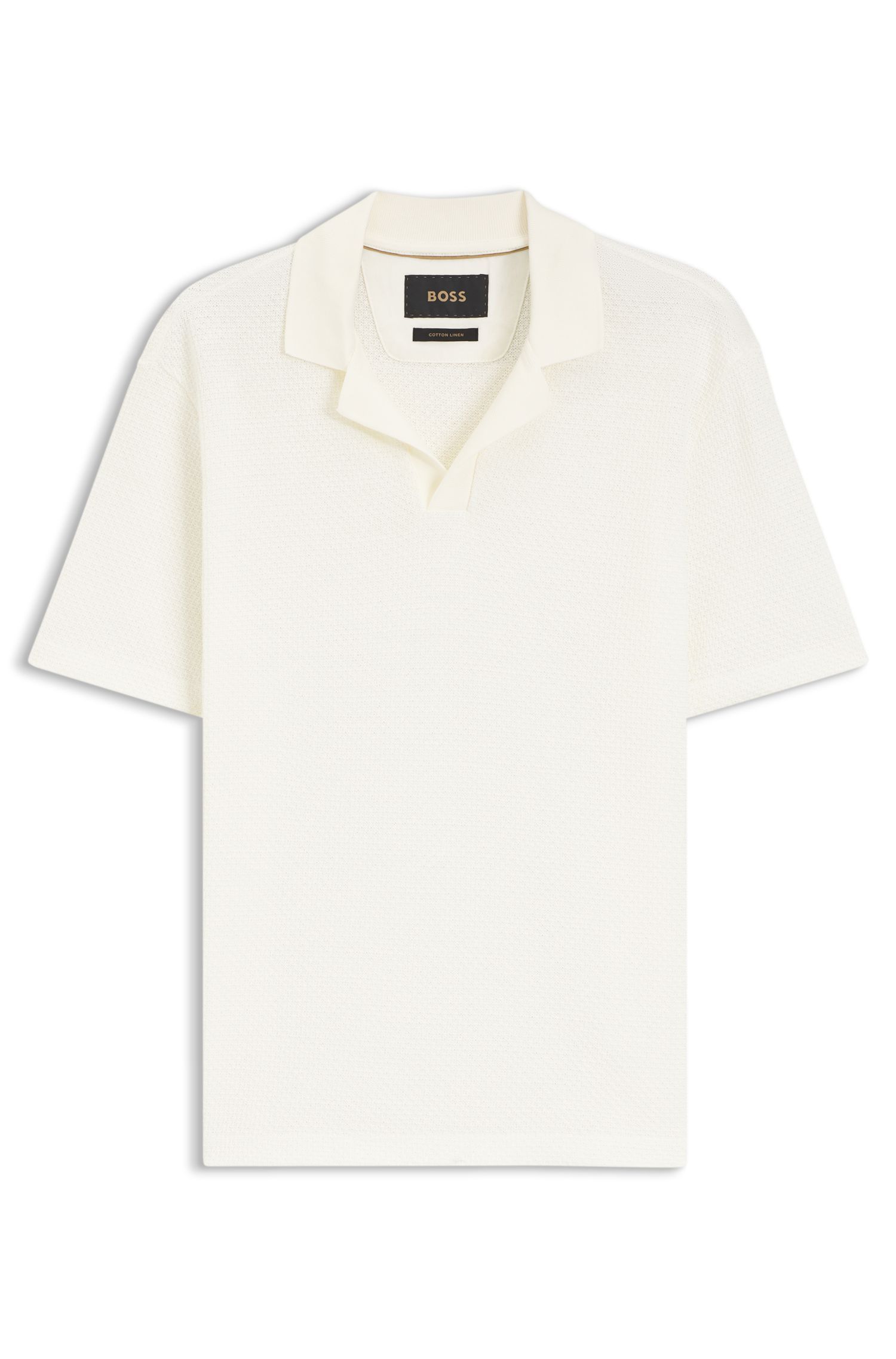 BOSS - Áo polo làm từ chất liệu cotton và linen sản xuất tại Ý