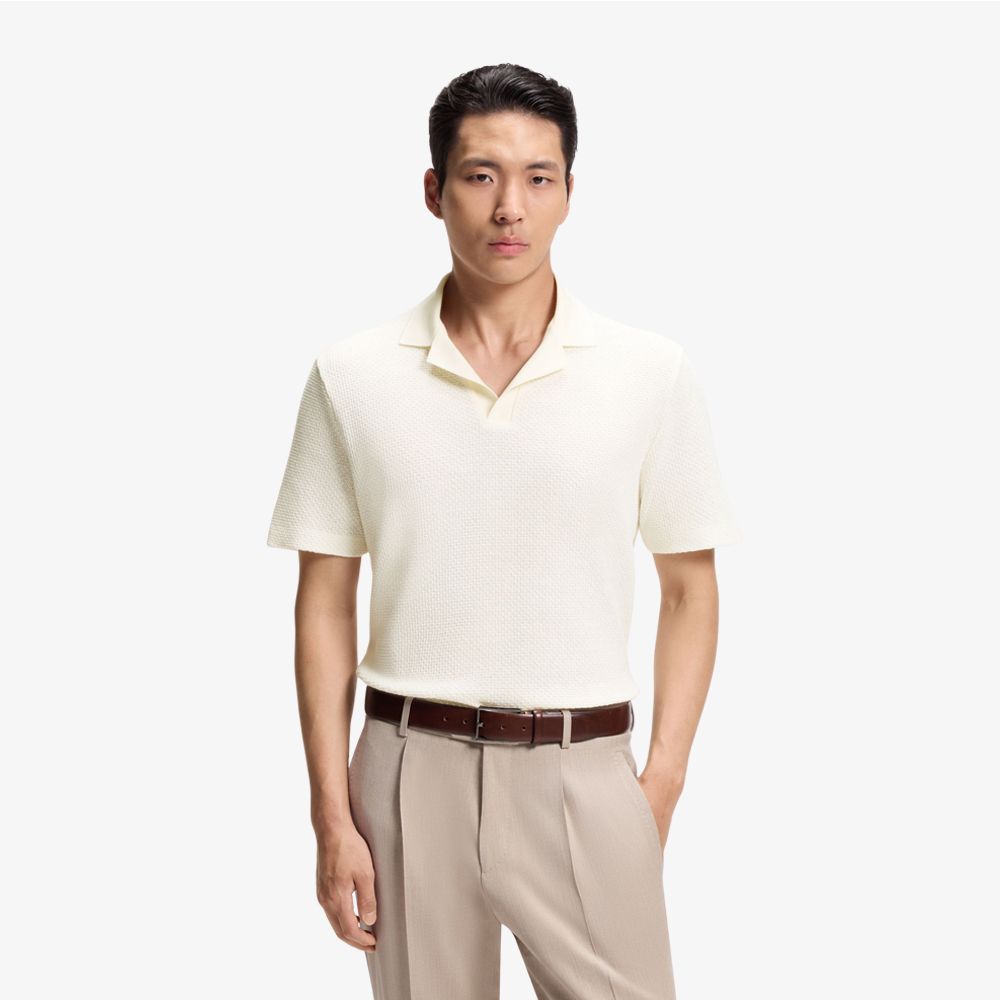 BOSS - Áo polo làm từ chất liệu cotton và linen sản xuất tại Ý