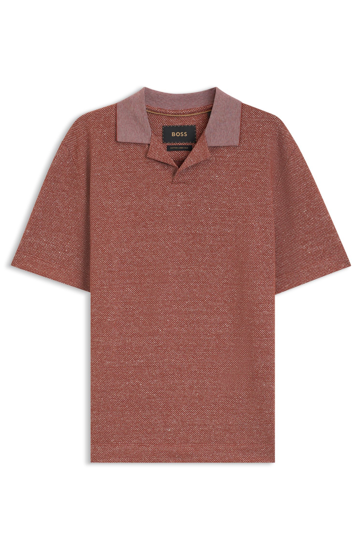 BOSS - Áo polo cổ bẻ làm từ chất liệu cotton, lanh và lụa