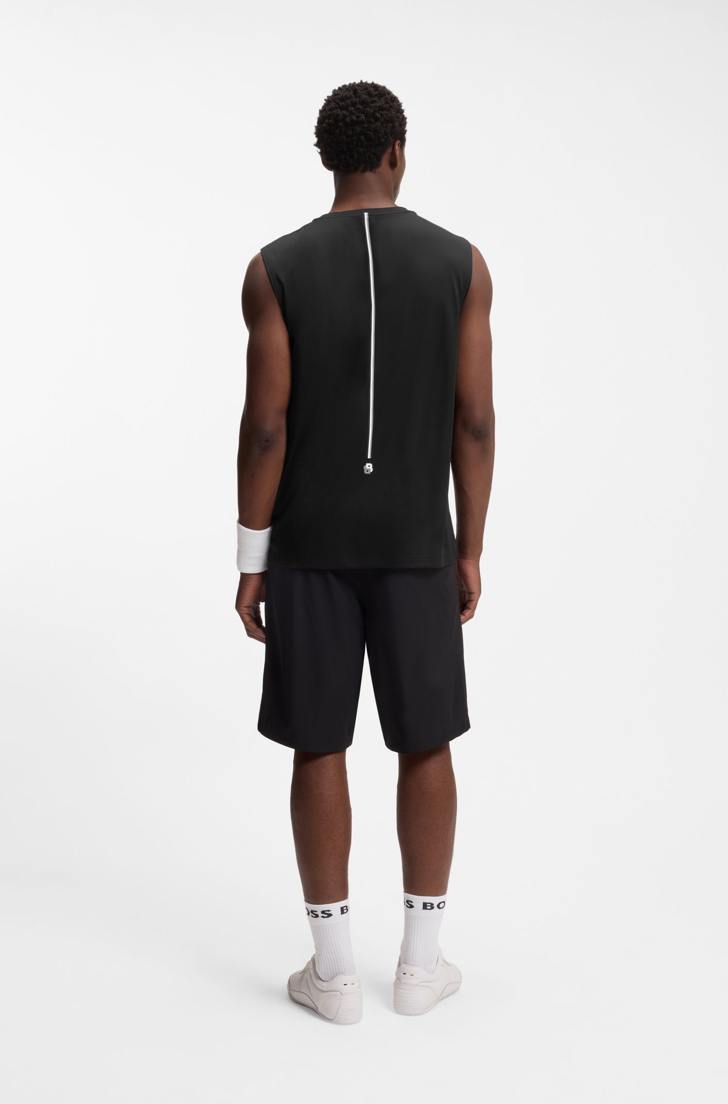 BOSS - Áo ba lỗ chất liệu jersey co giãn thấm hút mồ hôi với chi tiết logo