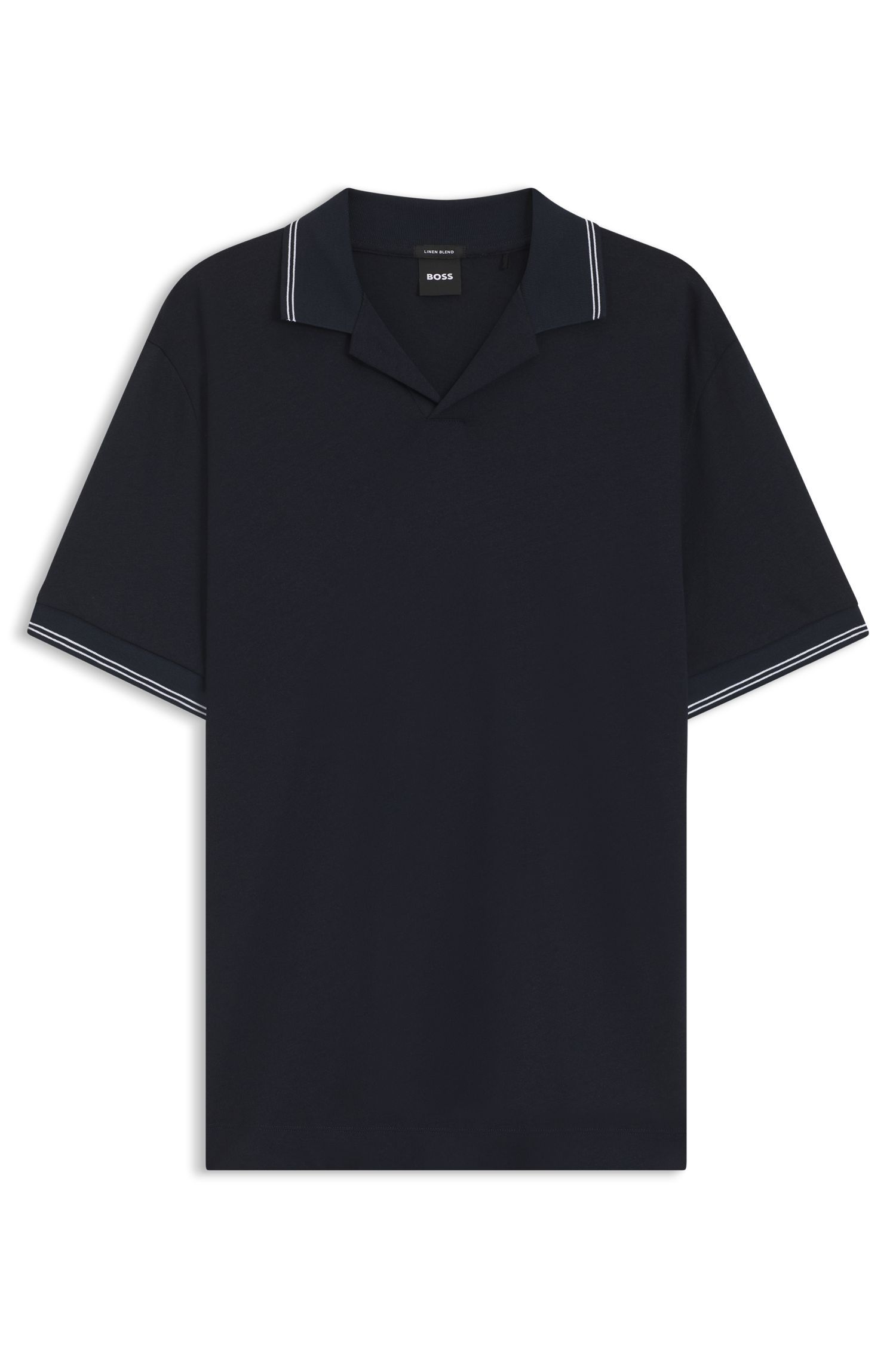 BOSS - Áo polo cổ bẻ Johnny cotton và linen