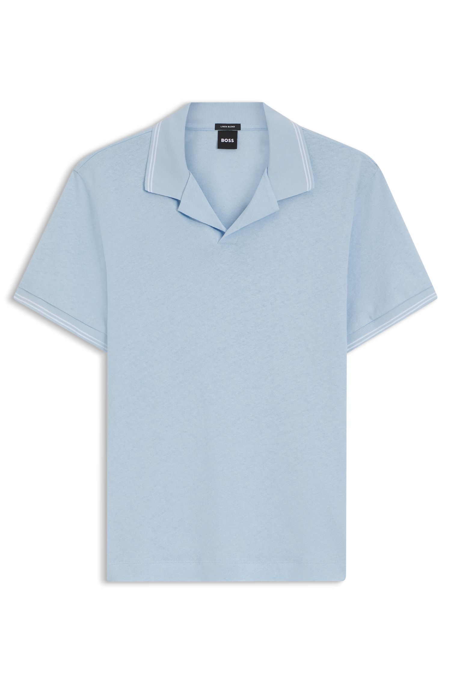 BOSS - Áo polo cổ bẻ Johnny cotton và linen