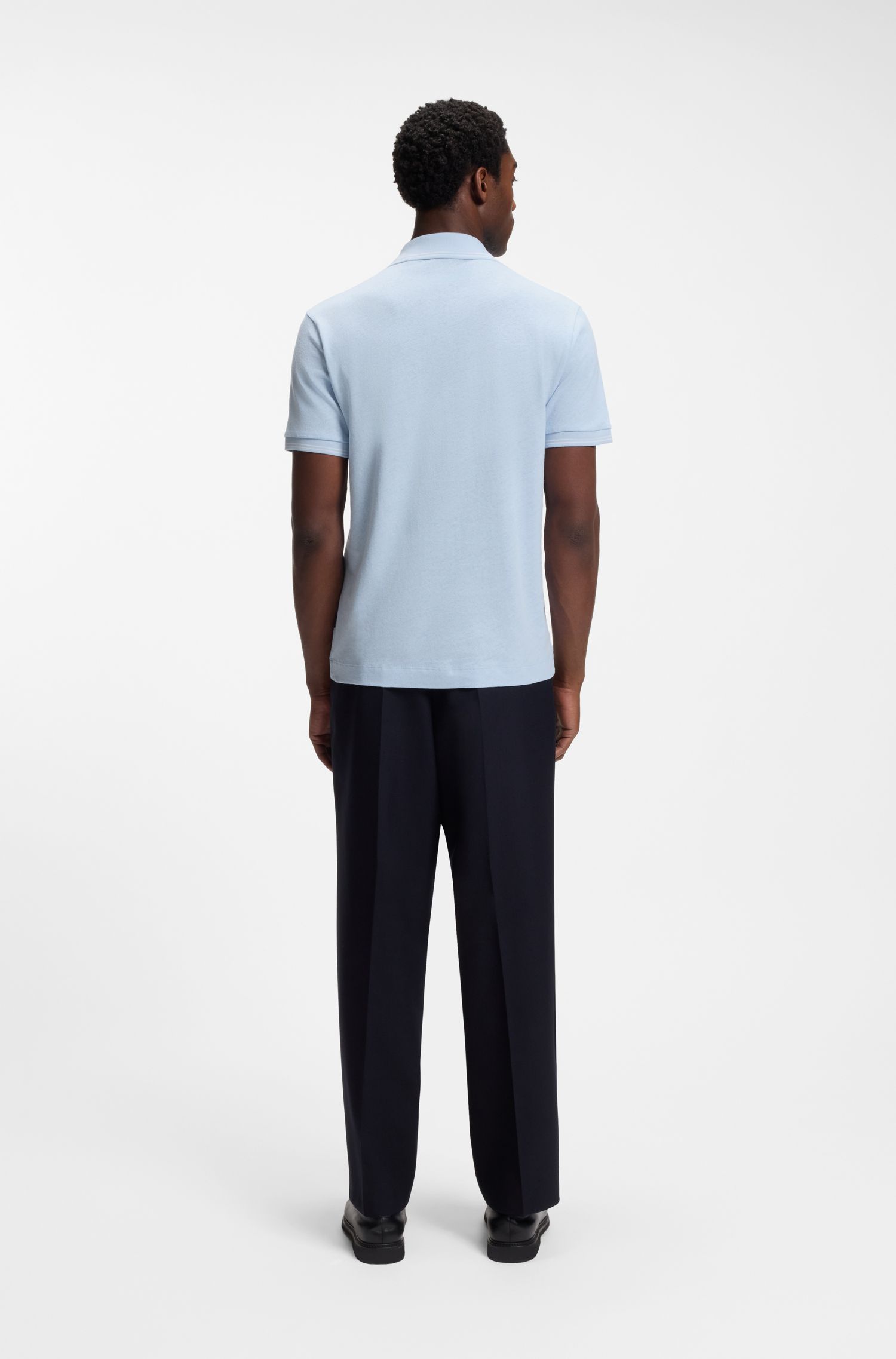 BOSS - Áo polo cổ bẻ Johnny cotton và linen