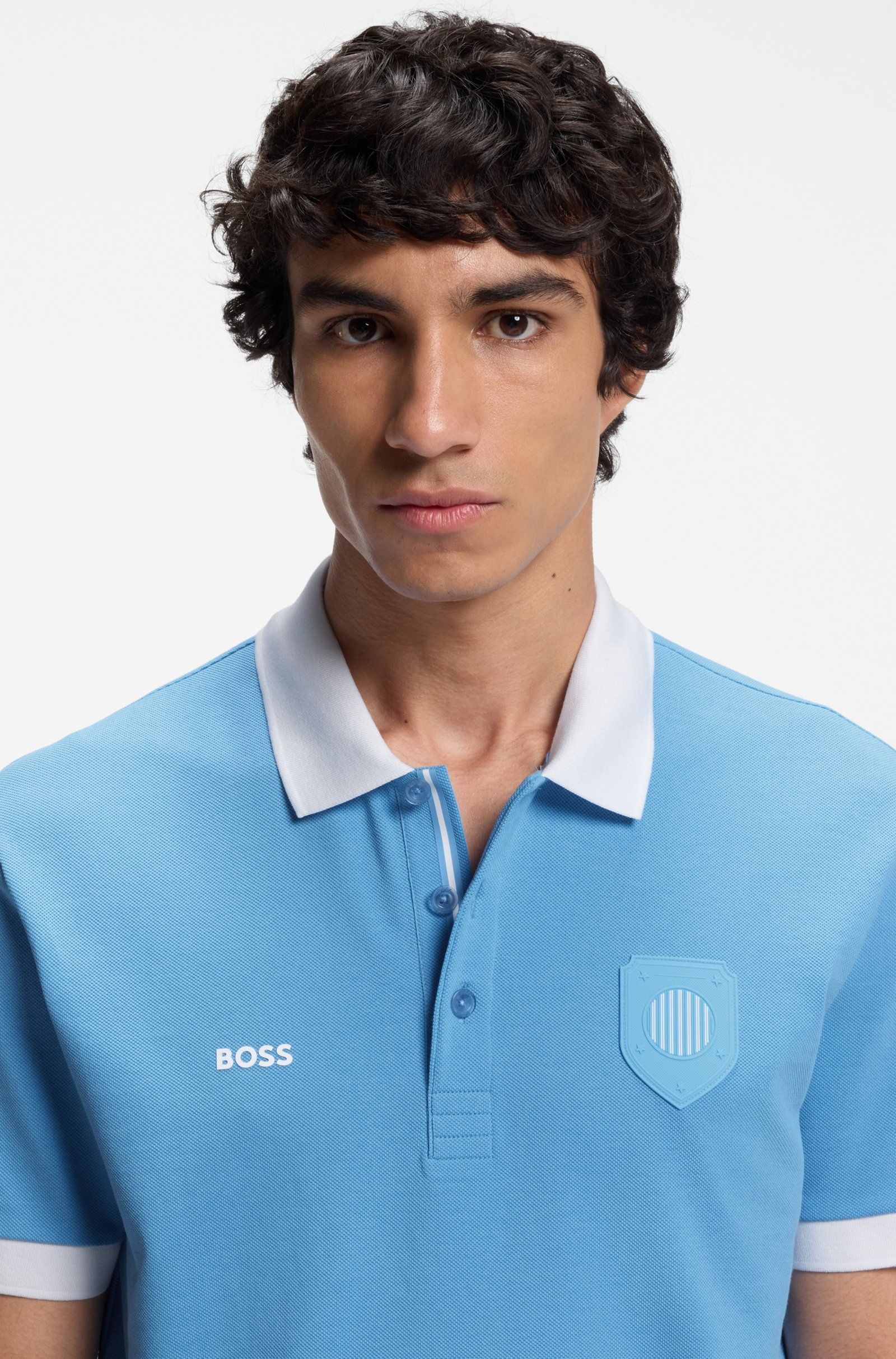 BOSS - Áo polo Paddy với viền cờ quốc gia